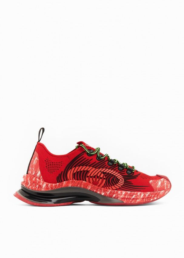 image of Gucci Interlocking G Run Sneakers Size 12.5 in Red, Men's