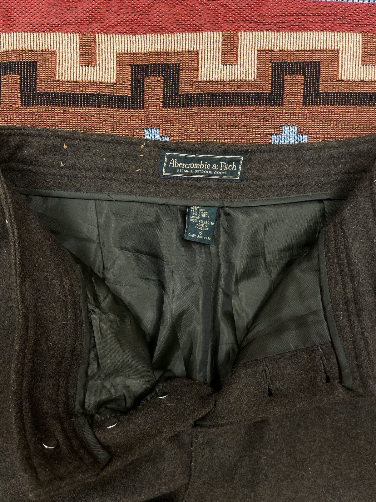 Abercrombie & Fitch × Vintage *RARE* WMNS Abercrombie & Fitch Green Wool Cargo Pants Size 28" / US 6 / IT 42 - 2 Thumbnail