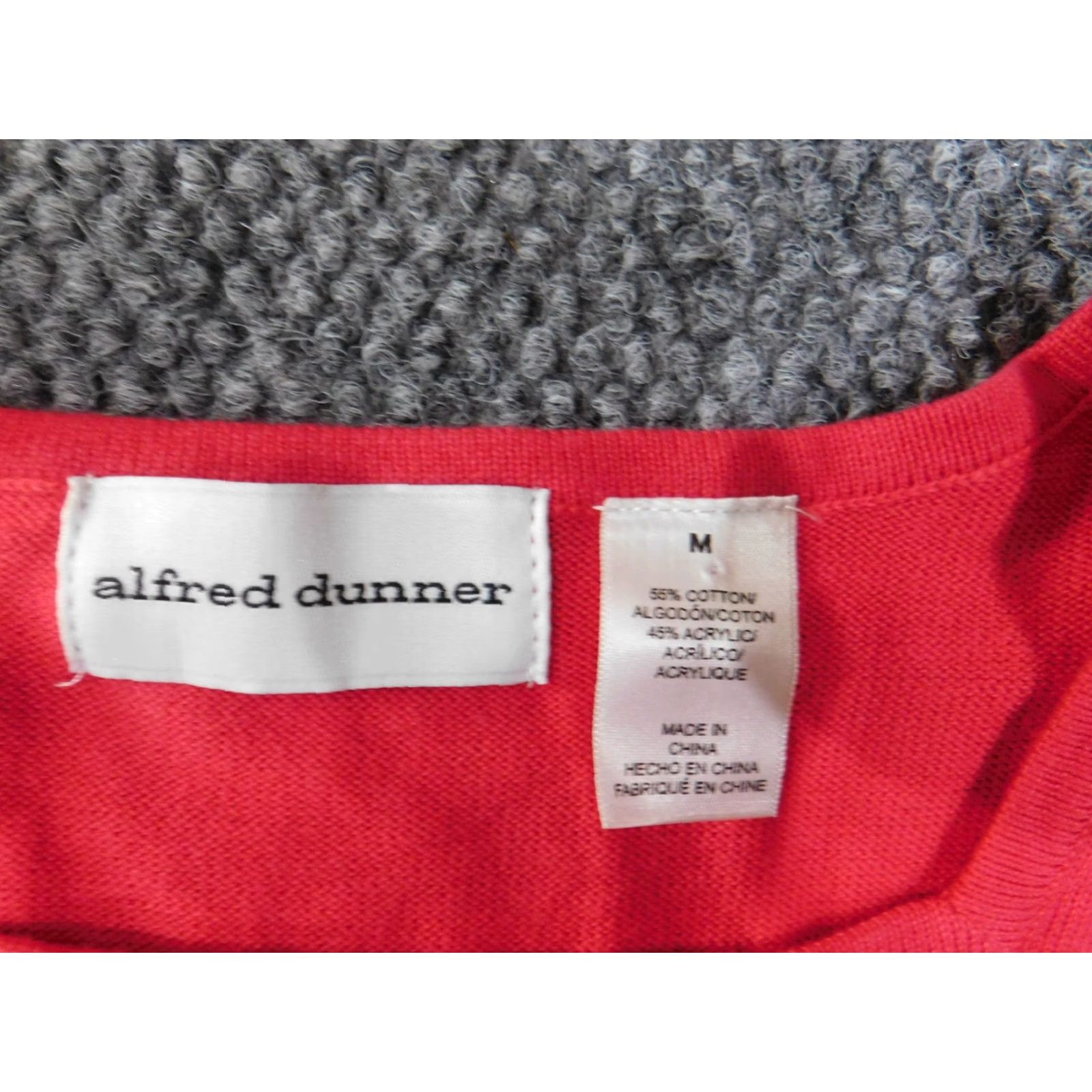 Vintage Alfred Dunner Sweater Pullover Knit Striped Medium Red Raglan Sleeve Cotton Acrylic Stretch Size M / US 6-8 / IT 42-44 - 4 Thumbnail