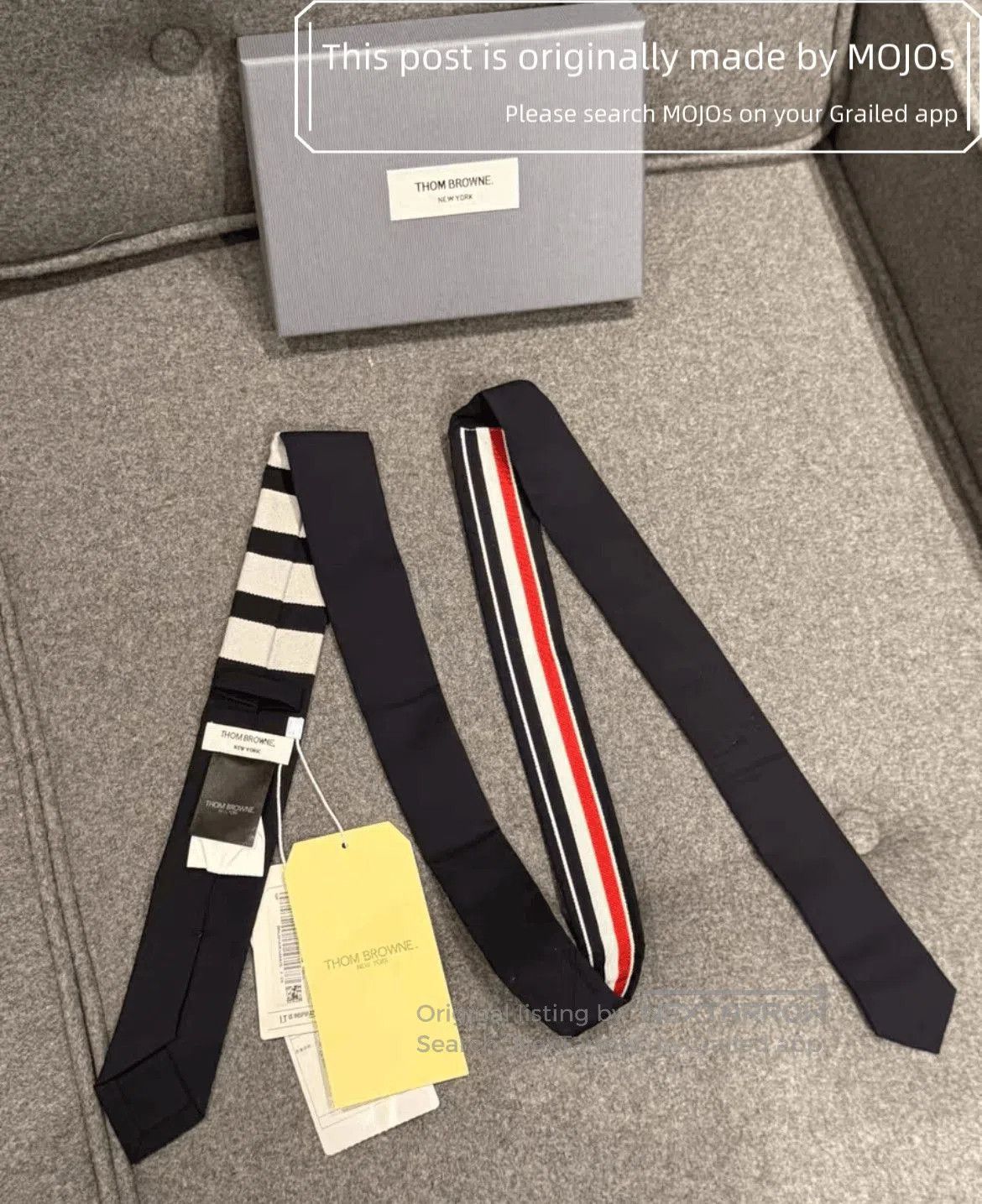 Thom Browne Thom Browne White Stripe Navy Tie. Size ONE SIZE - 2 Thumbnail