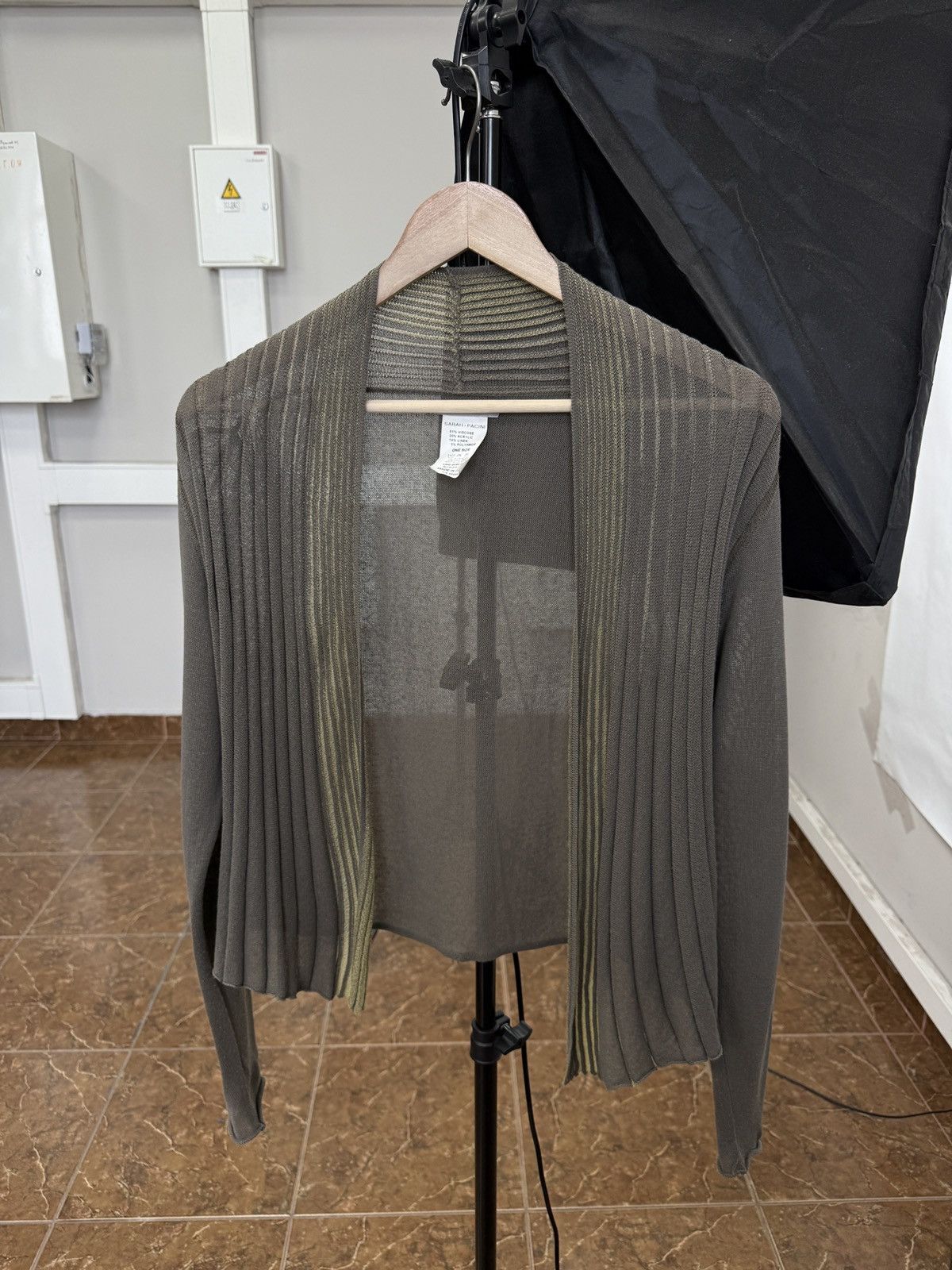 Sarah Pacini 🇮🇹 Sarah Pacini Avant Garde Ribbed Knit Cardigan Made Italy Size ONE SIZE - 1 Thumbnail