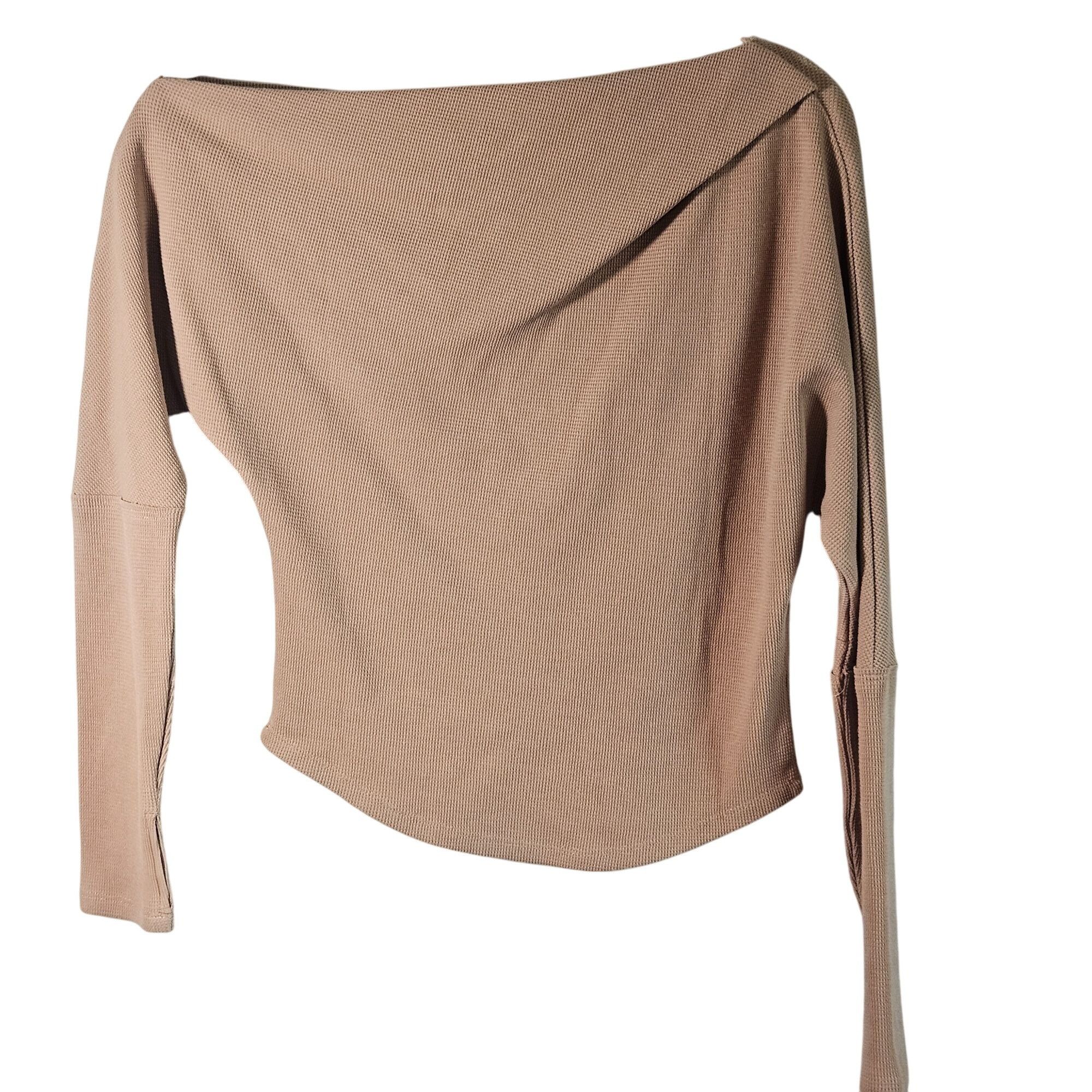 Other FP Women Asymmetrical Off Shoulder Casual Top XS Beige Waffl Size XS / US 0-2 / IT 36-38 - 3 Thumbnail