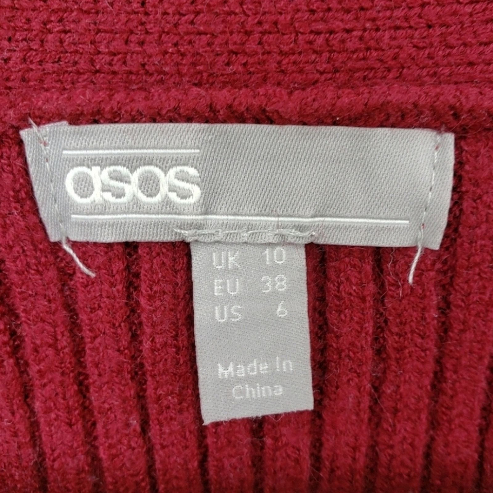 Asos ASOS Womens Size 6 Red Ribbed Knit Cropped Cardigan Size S / US 4 / IT 40 - 3 Thumbnail