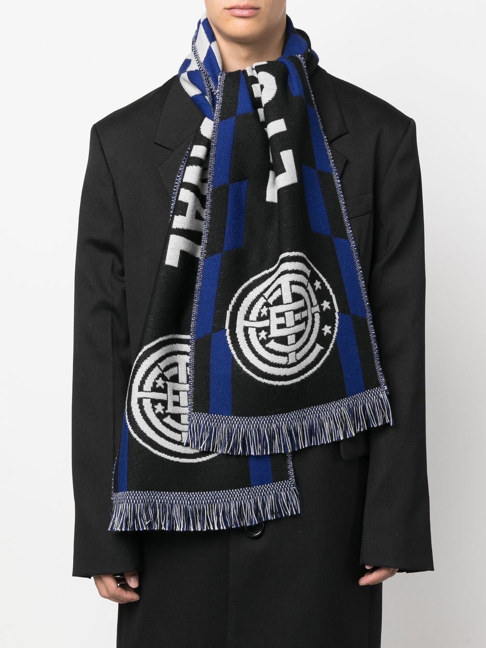 Etudes !DS! SS23 Etudes Intarsia Knit Black Blue Soccer Scarf Size ONE SIZE - 2 Thumbnail