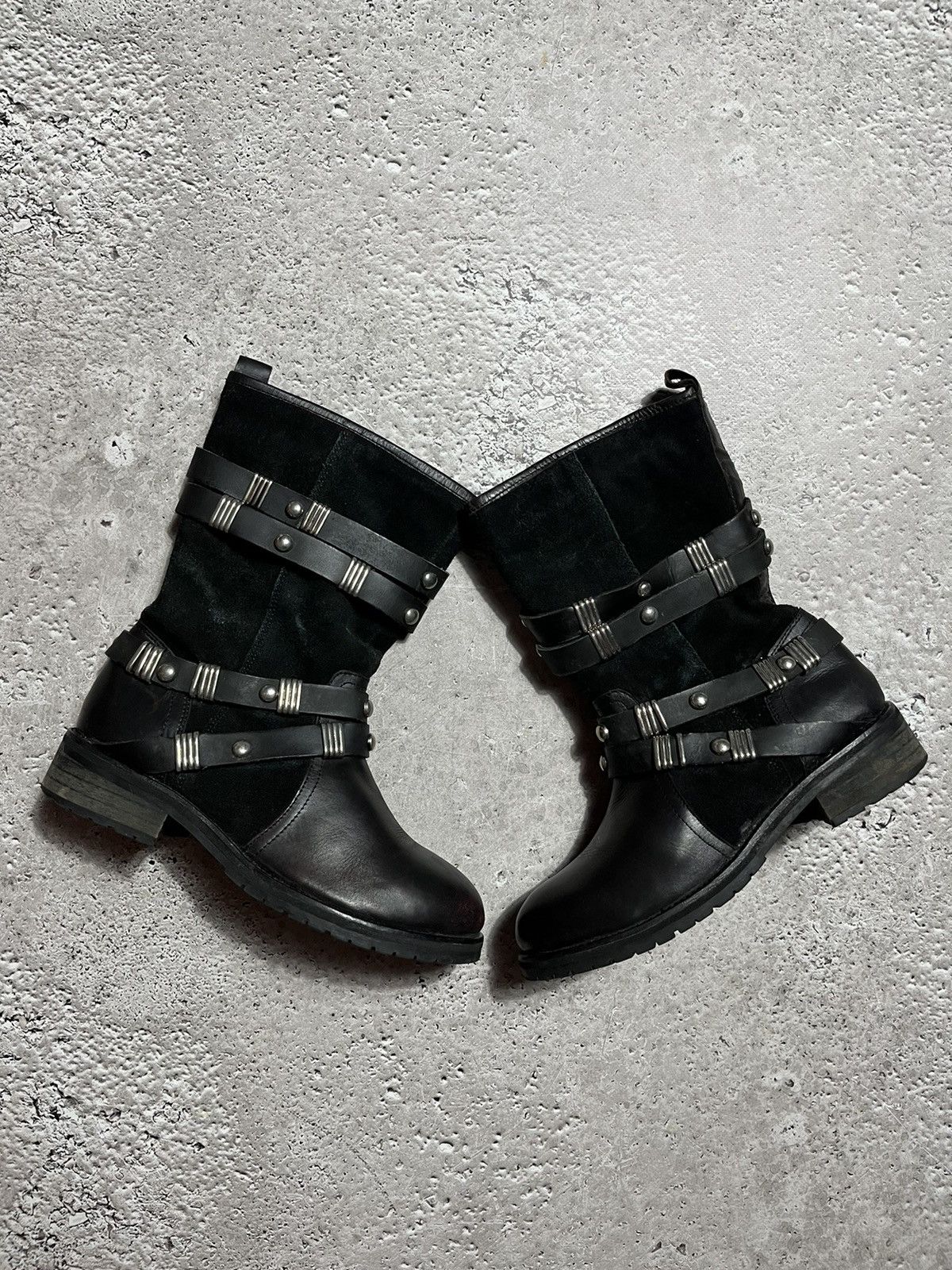 Japanese Brand × Vintage Vintage Woman’s Avant Garde Leather Biker Hi Top Boots Size US 10 / IT 40 - 1 Thumbnail