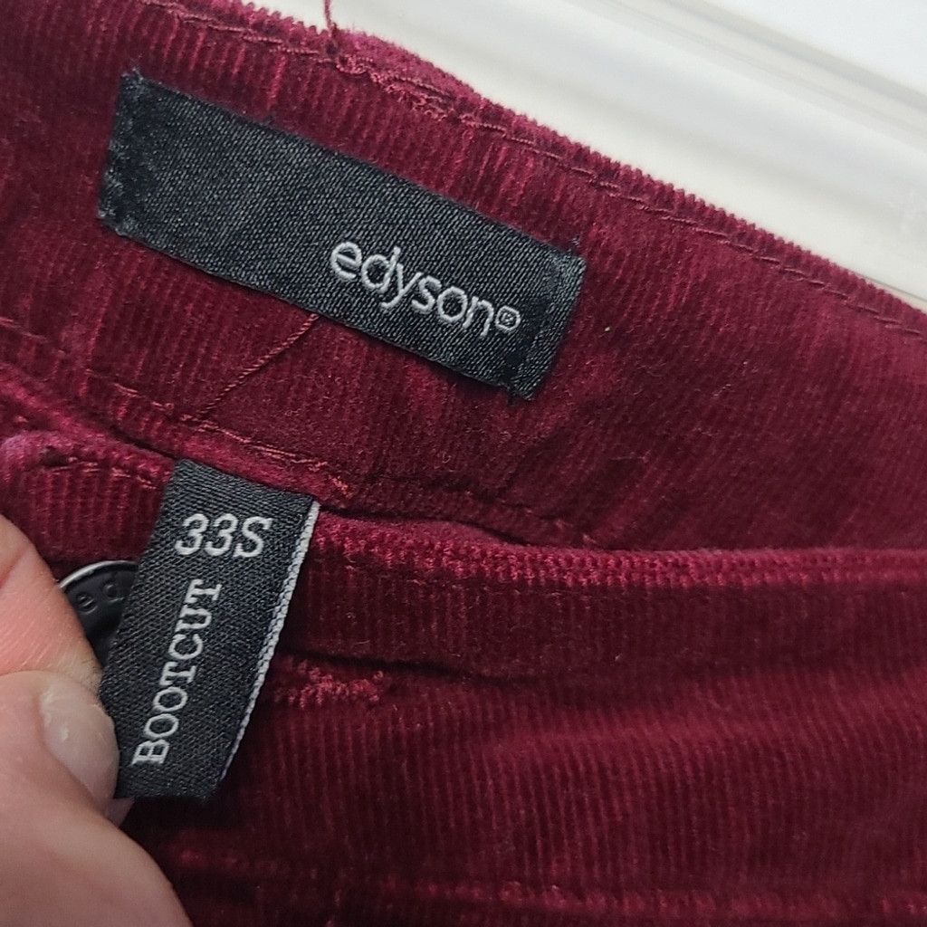 The Unbranded Brand Edyson Chelsea boot cut red purple corduroy pants sz 33S Size 33" - 7 Thumbnail