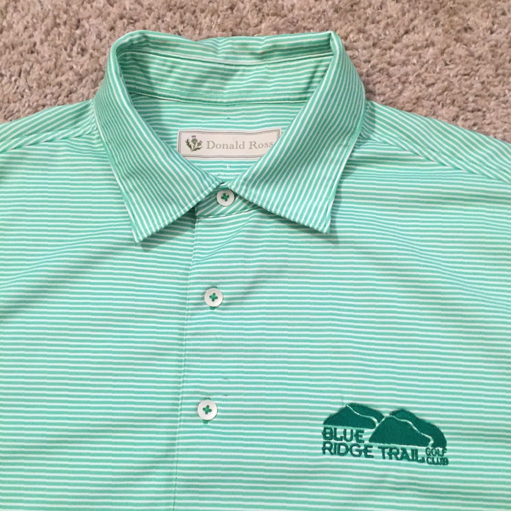 Vintage Donald Ross Polo Shirt Mens Large Green Striped Short Sleeve Size US L / EU 52-54 / 3 - 3 Thumbnail
