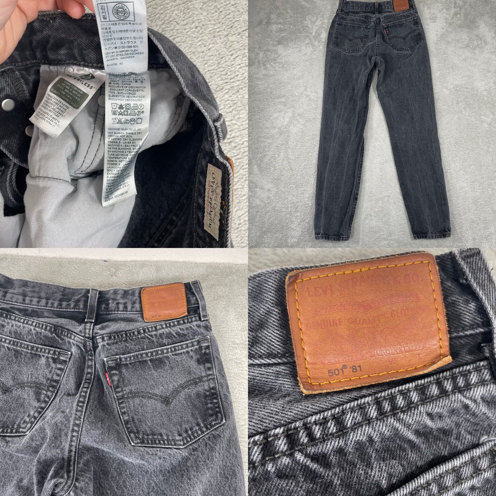 Levi's Levi'S 501 '81 High Rise Womens Jeans - Black Distressed Denim - Premium Size 26" / US 2 / IT 38 - 8 Thumbnail