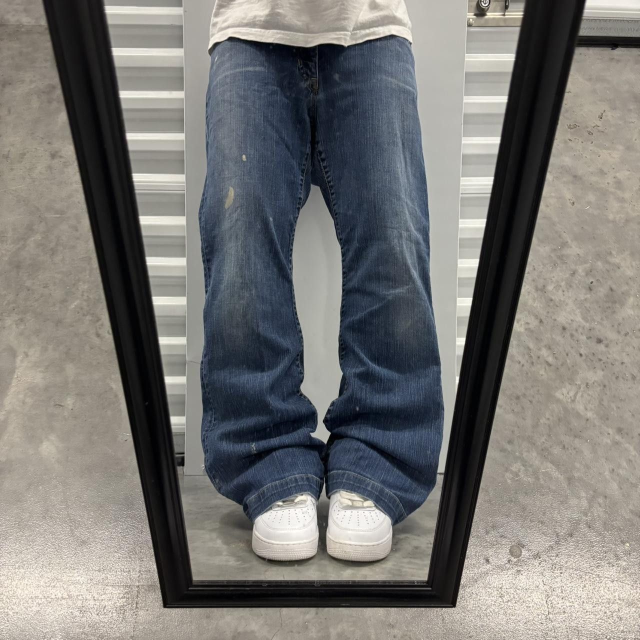 Japanese Brand × Vintage Crazy Vintage Y2K/2000s Dark Blue Wash Bootcut Streetwear Denim Jeans! Size US 34 / EU 50 - 1 Thumbnail