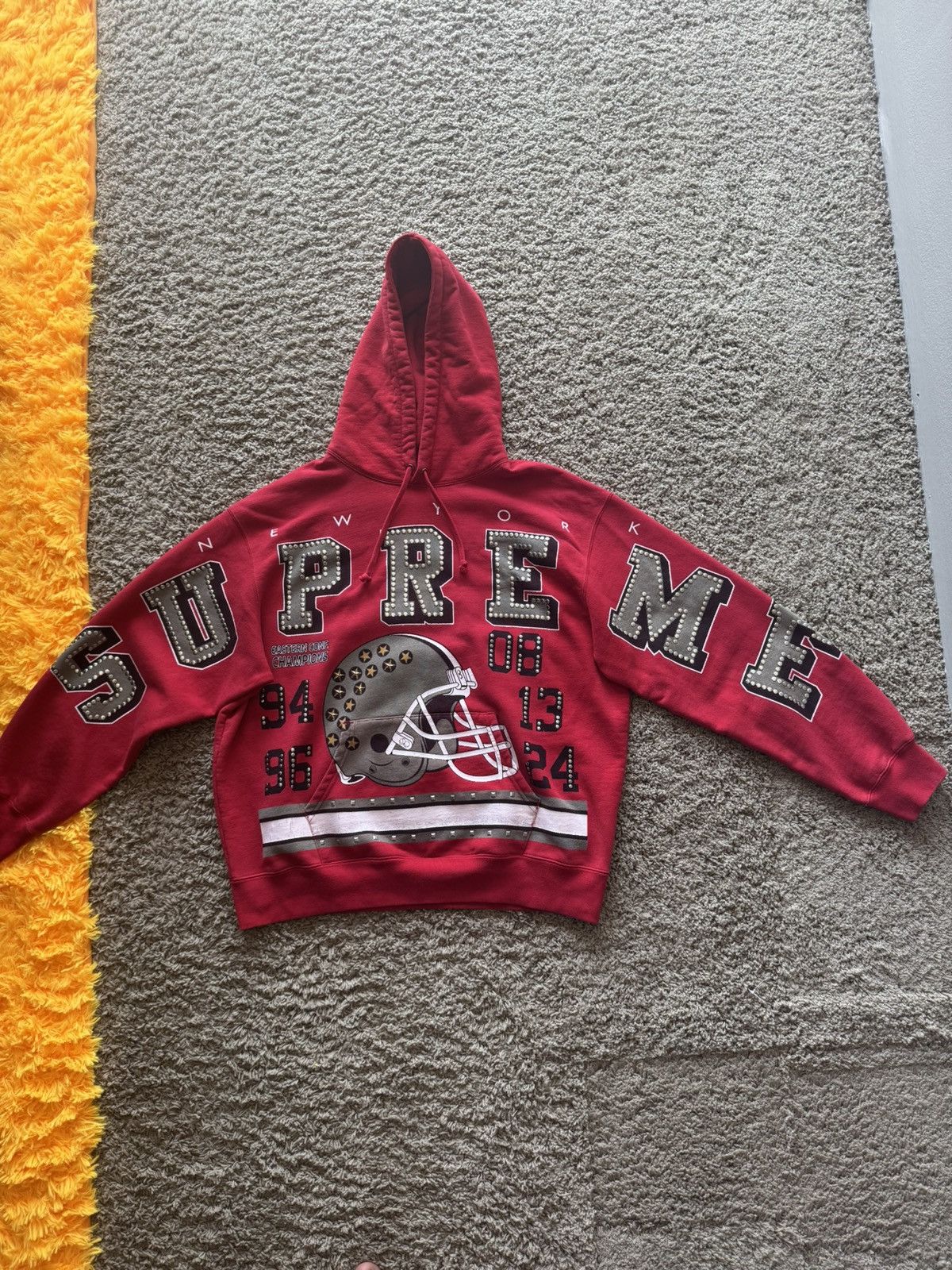 Supreme Red Supreme Champions Studded Hoodie Sz L Size US L / EU 52-54 / 3 - 1 Thumbnail