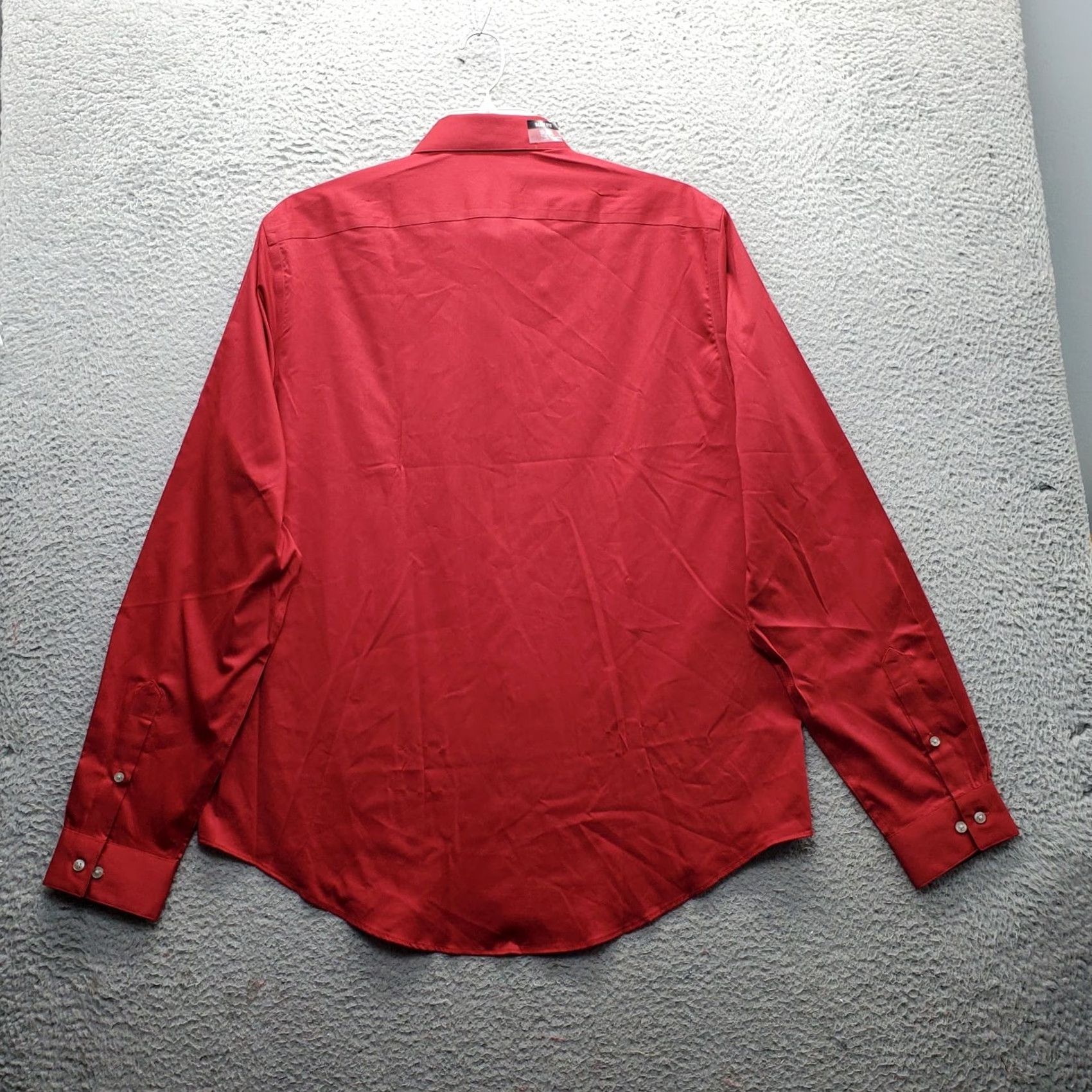 Van Heusen Van Heusen Dress Shirt Mens XL Red Satin Slim Fit Stretch Ultra Wrinkle Free Shirt Size 46R - 2 Thumbnail