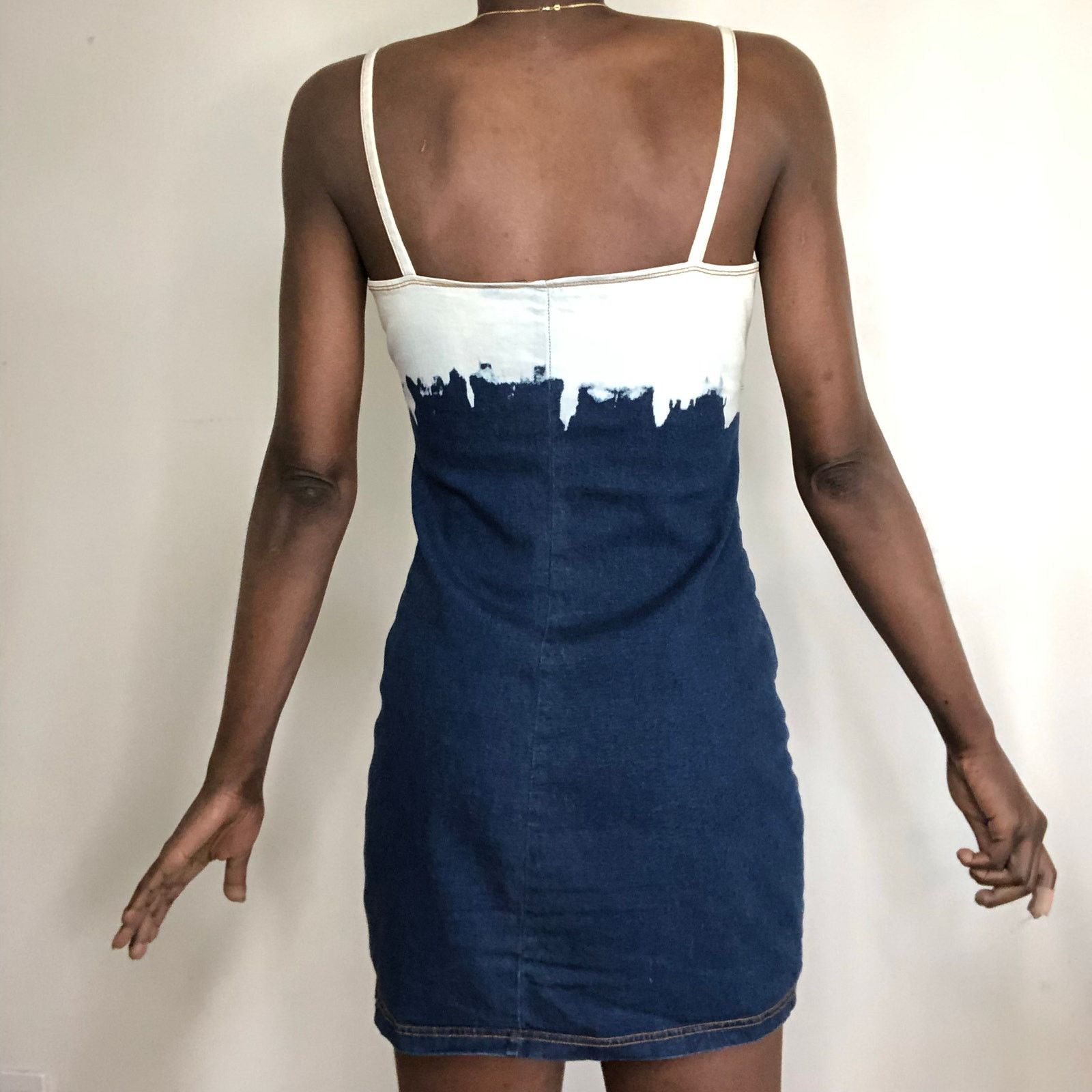 Vintage Vintage Y2K Aqua Blues Glitter & Drip Denim Slip Dress Size M / US 6-8 / IT 42-44 - 8 Thumbnail