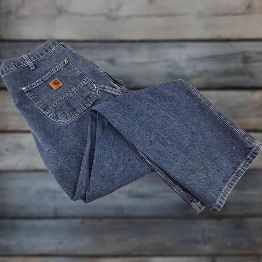 Carhartt VINTAGE Carhartt Jeans Mens 36x32 Blue Denim Pants Carpenter Workwear Jeans Regular Mens Blue 5-Pocket Size US 36 / EU 52 - 1 Thumbnail