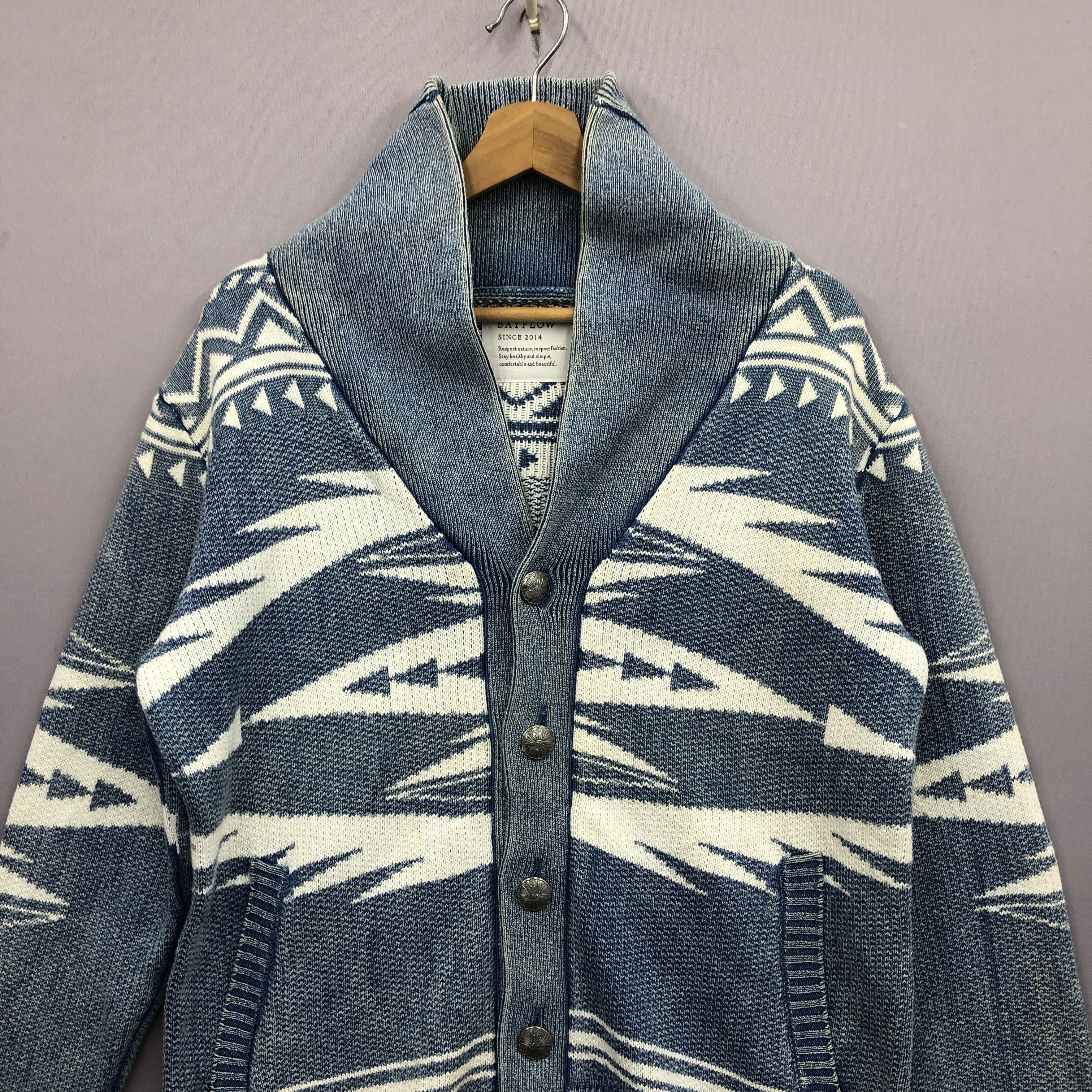 Japanese Brand Aztec Navajo Pattern Cardigan Knit Sweater Sweatshirt Size US M / EU 48-50 / 2 - 5 Thumbnail