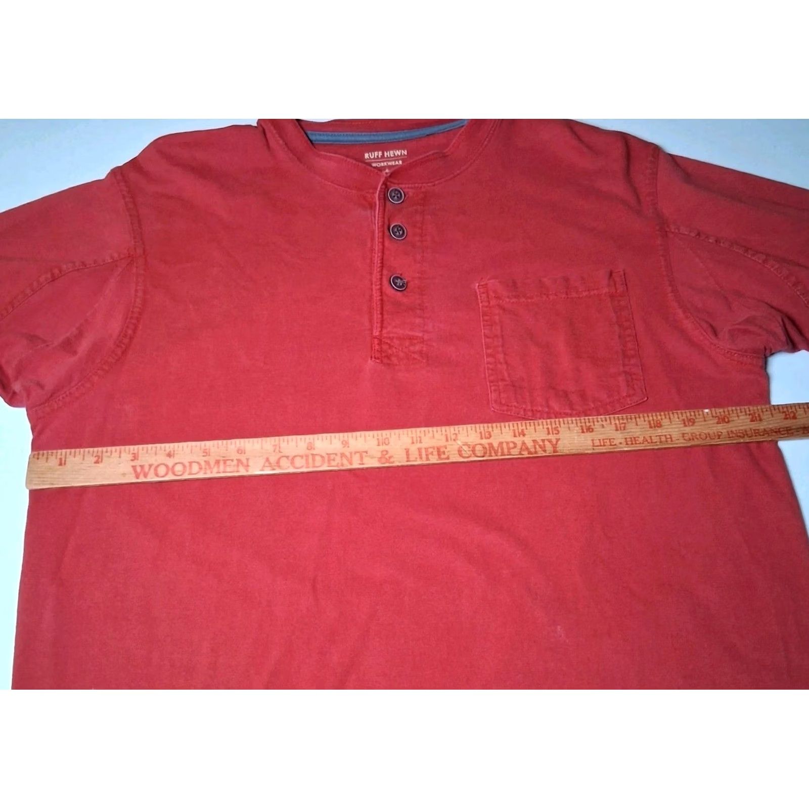 Vintage Ruff Hewn Henley Shirt Men L Rust Orange Pocket Work Shirt Long Sleeve Button-Up Knit Cotton Size US L / EU 52-54 / 3 - 3 Thumbnail
