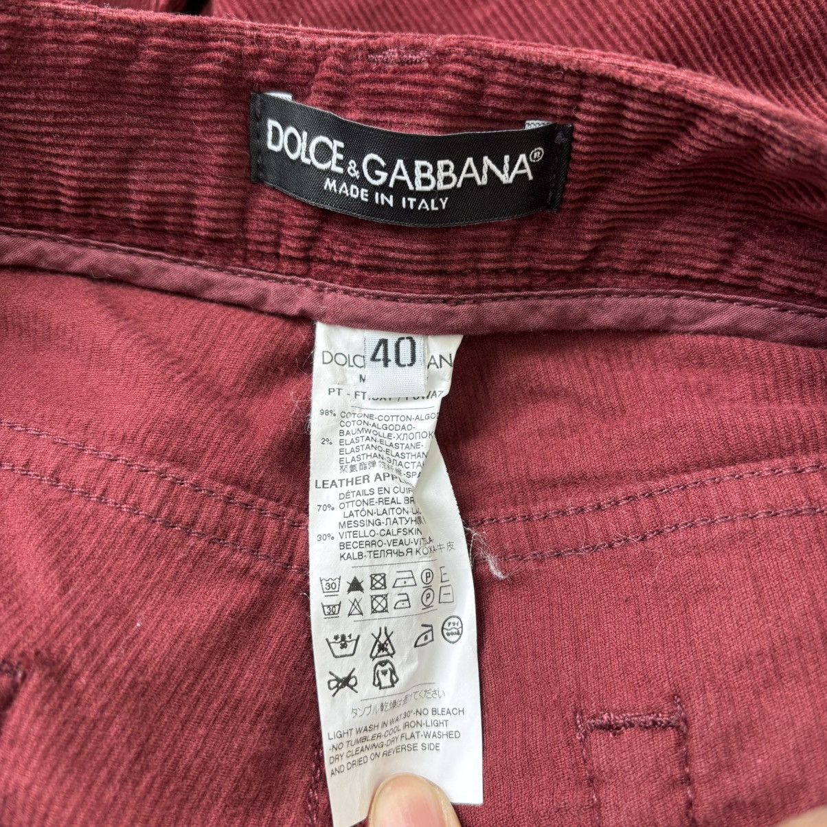 Dolce & Gabbana Wine Red Corduroy Pants Size US 28 / EU 44 - 5 Thumbnail
