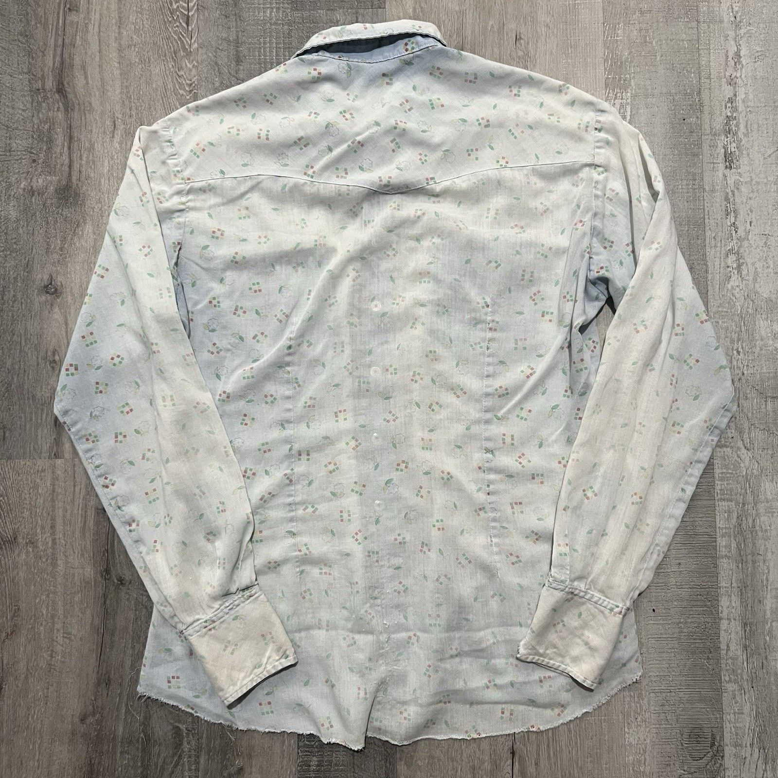 Vintage VTG 70s Sun Faded Rockabilly Metal Snap Floral Print Shirt Size US L / EU 52-54 / 3 - 2 Thumbnail