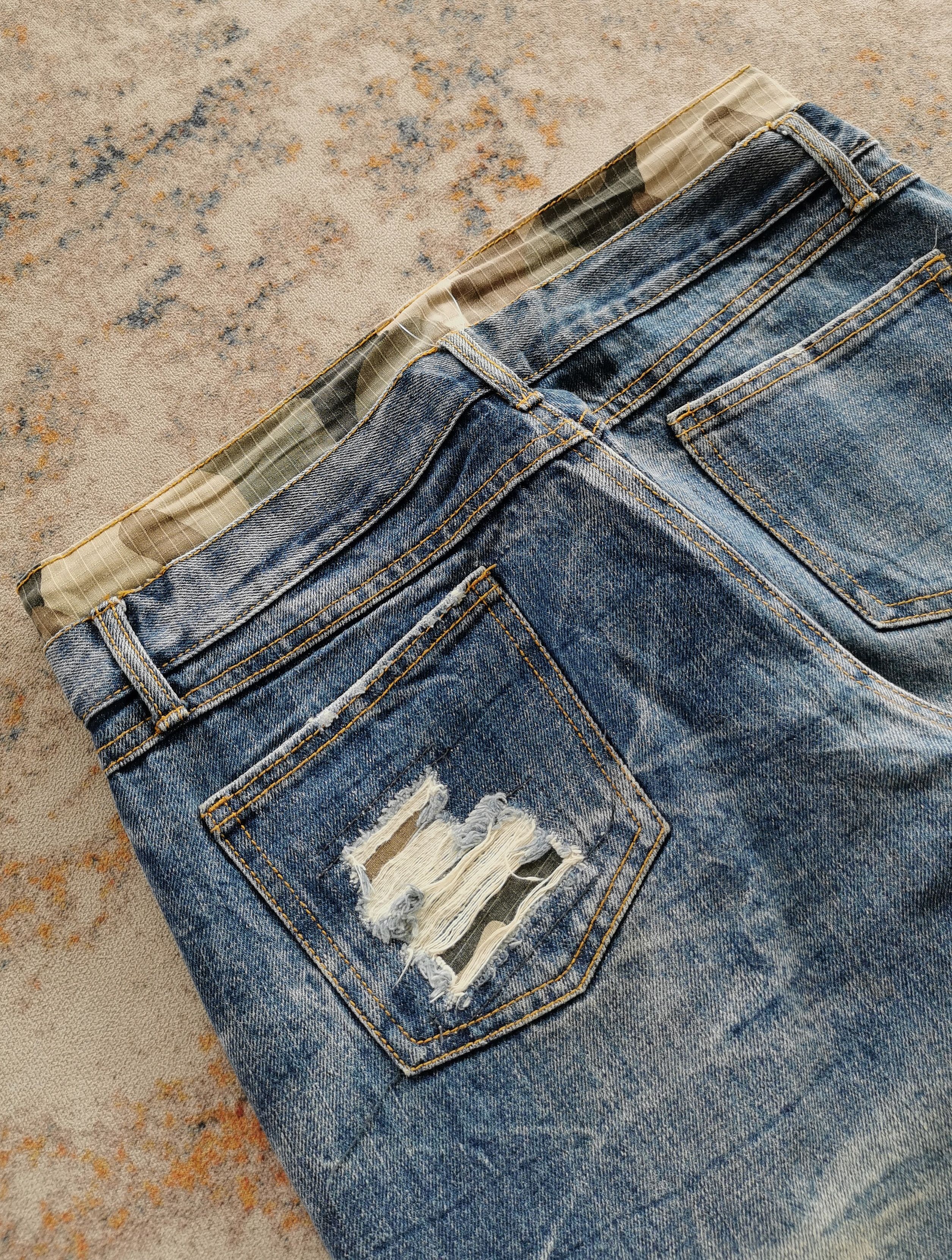 Kapital DoubleWaist Distressed Denim Clawmark CamoWaist Size 31x31.5 Size US 31 - 3 Thumbnail