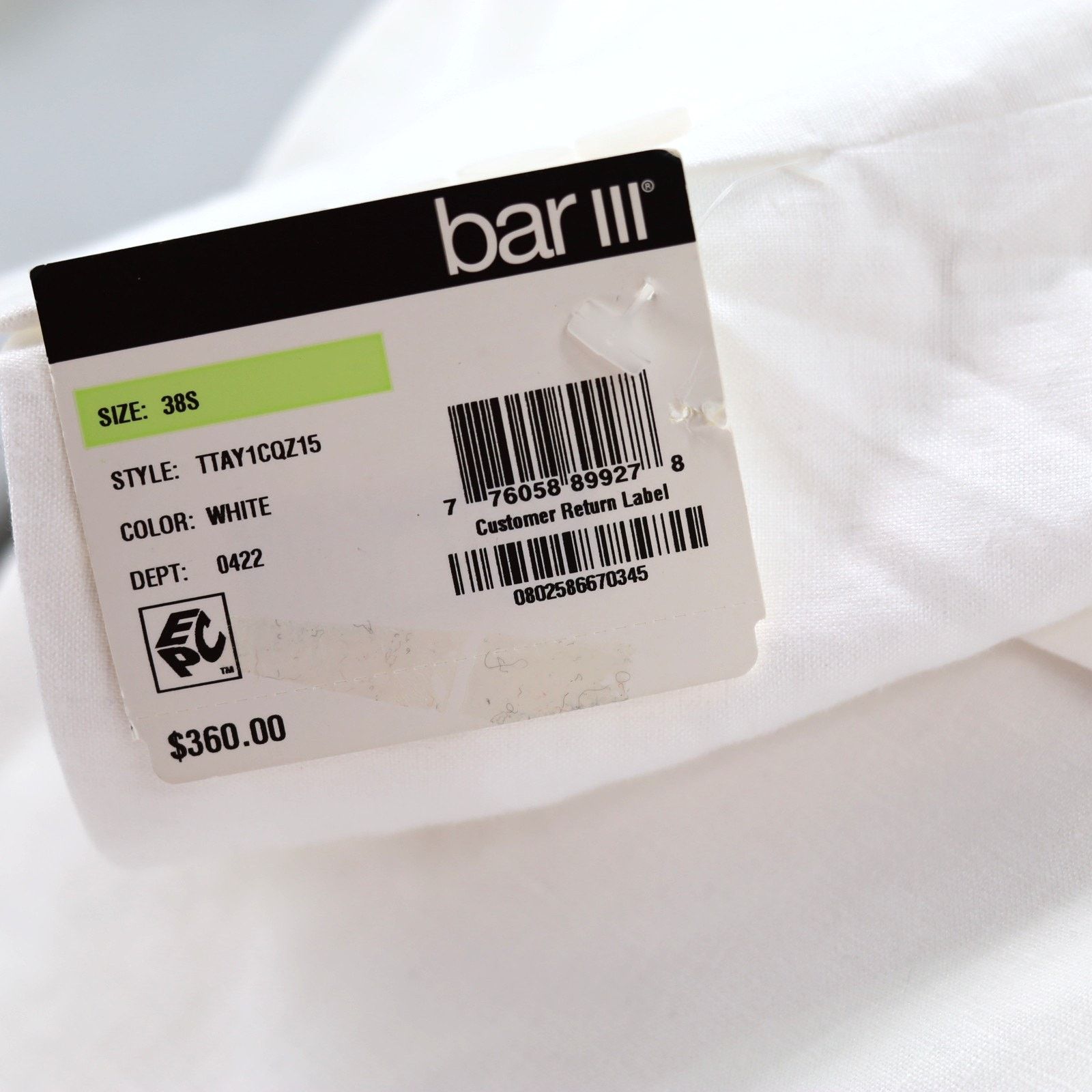 Bar III Bar III Men's White Linen Slim-Fit Suit Jacket Size 38S Size 38S - 8 Thumbnail