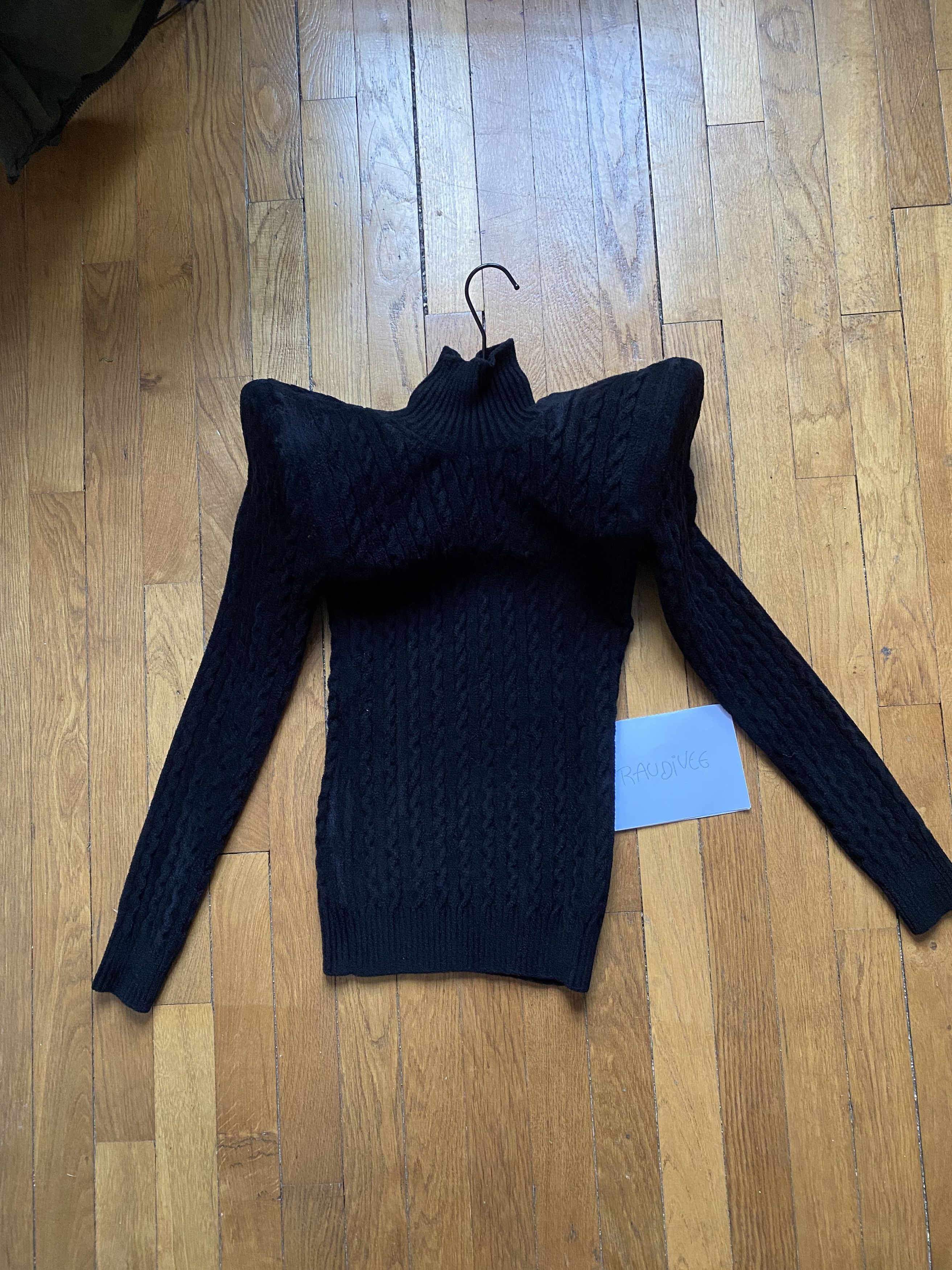 image of Balenciaga Exaggerated Shoulder Rollneck in Black, Women's (Size Small)