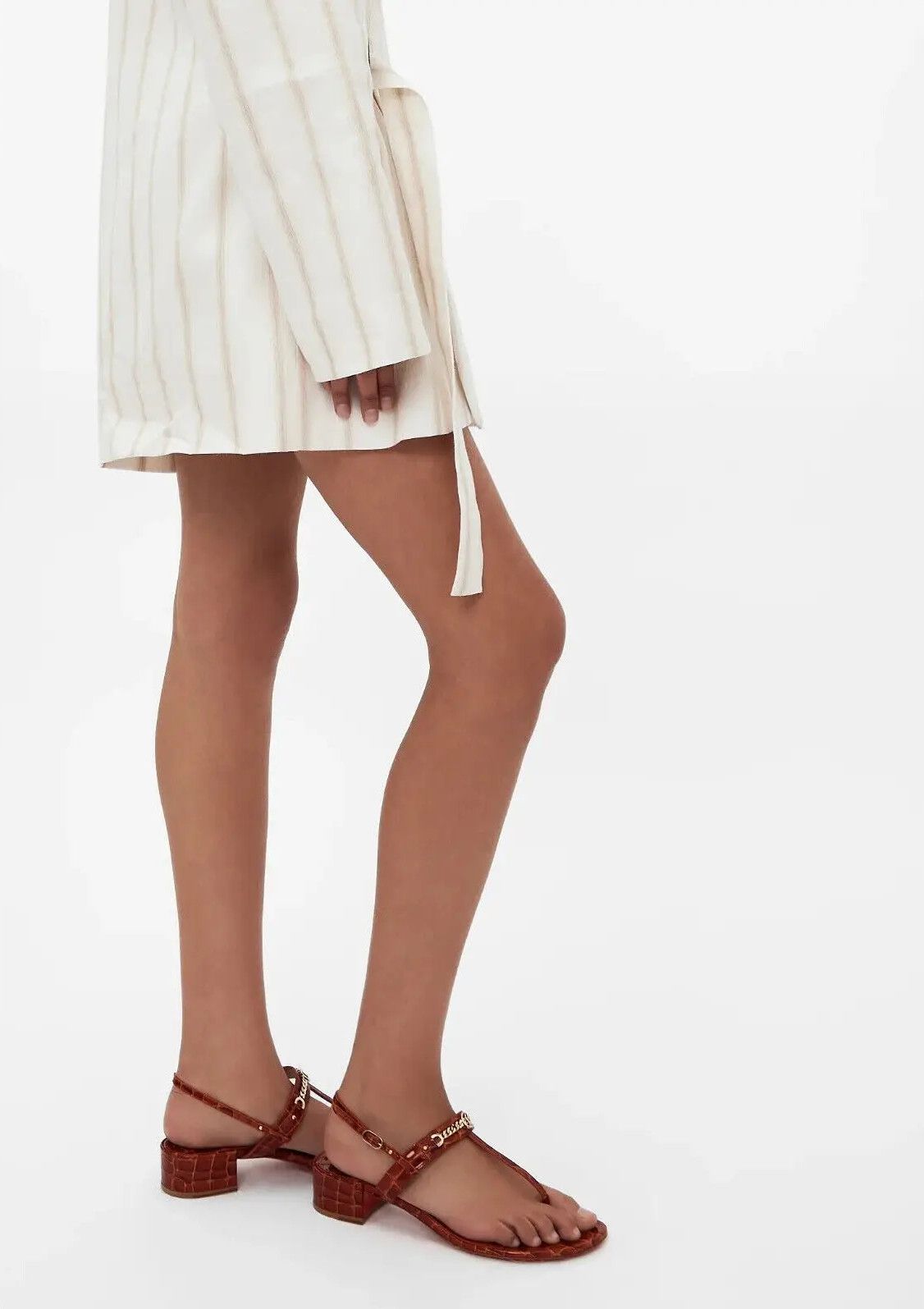 Christian Louboutin CHRISTIAN LOUBOUTIN MJ Thong brown croc embossed sandals 38 Size US 8 / IT 38 - 3 Thumbnail