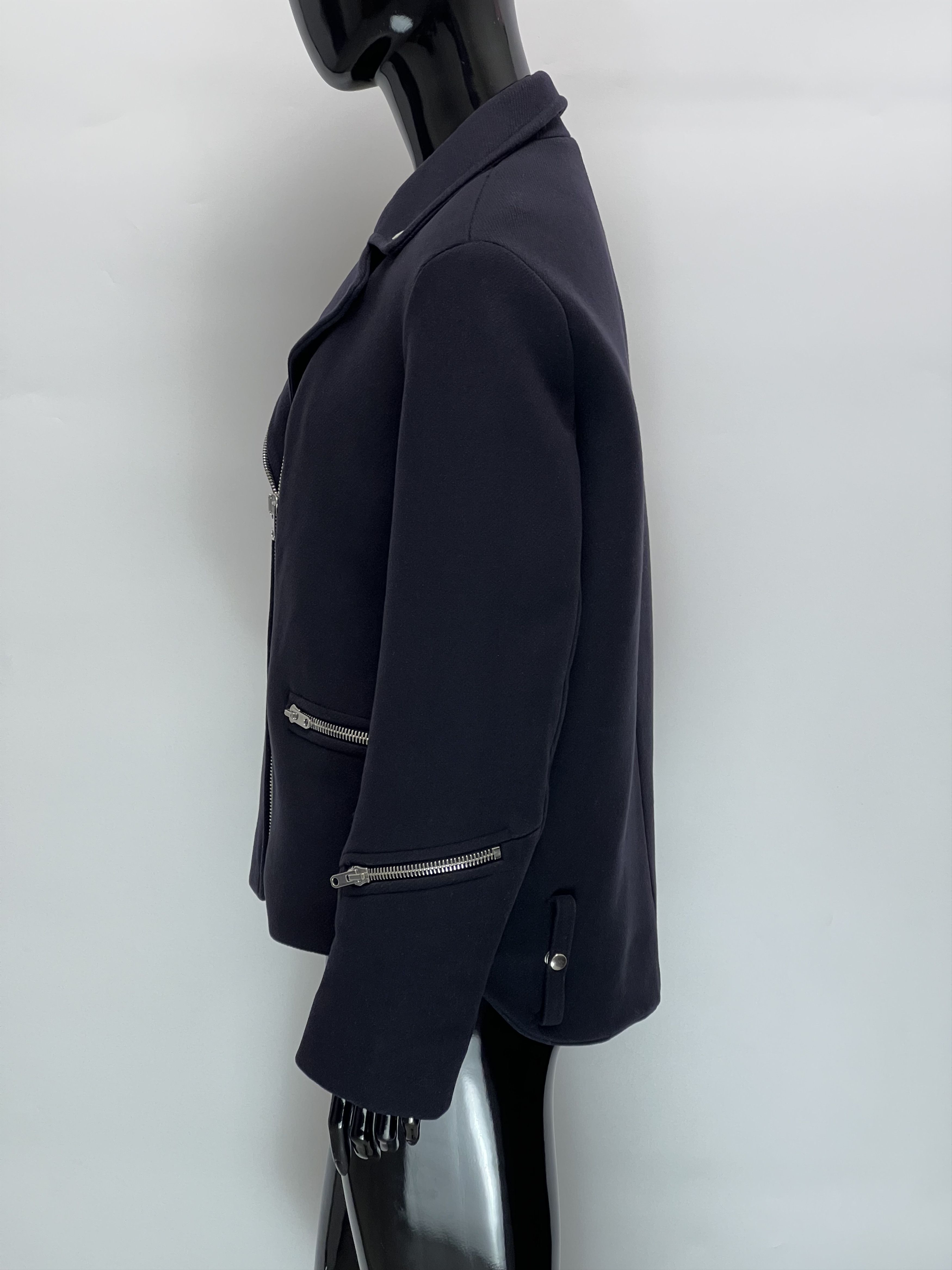 Sandro Sandro Navy Blue Wool Biker Jacket Size 38 Size M / US 6-8 / IT 42-44 - 3 Thumbnail