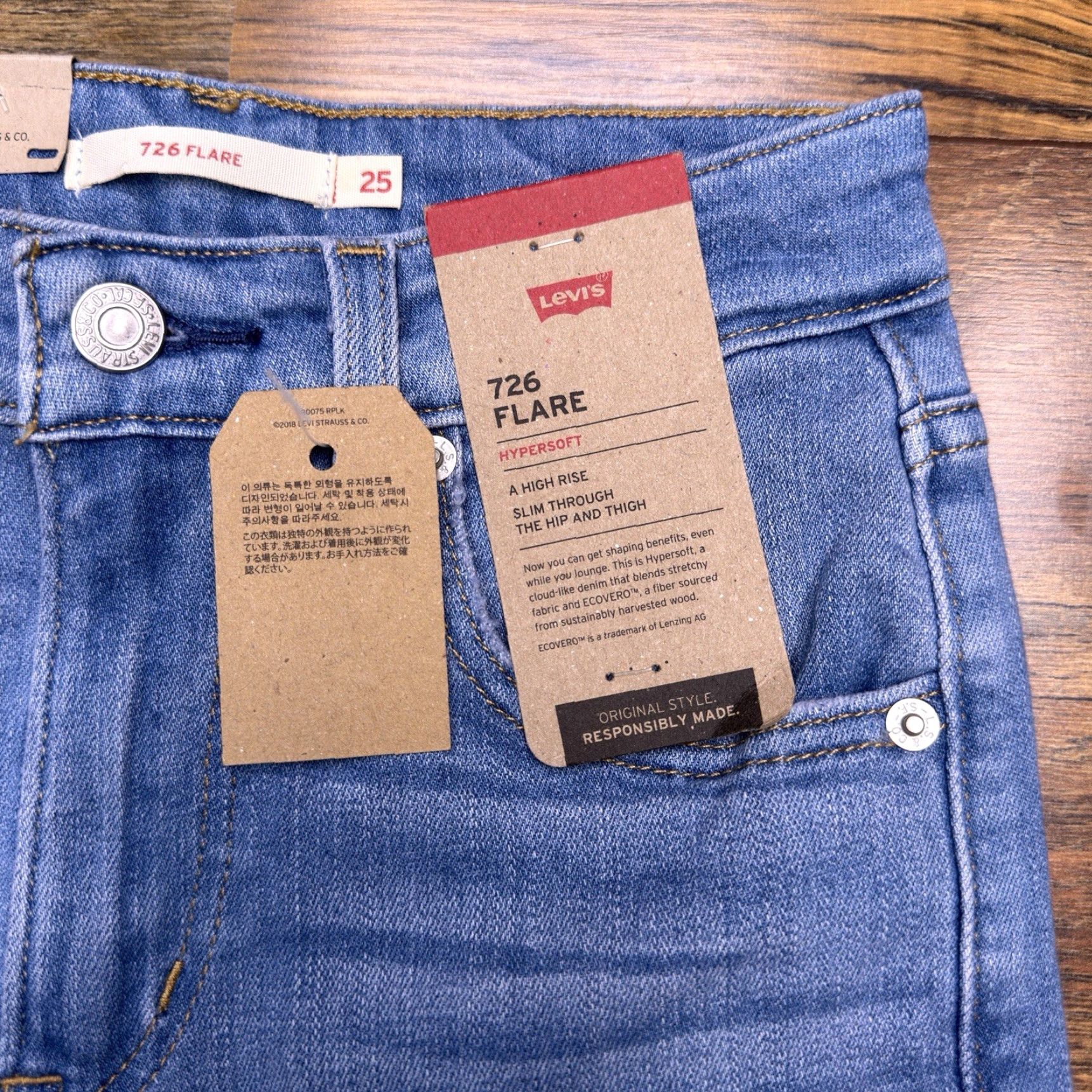 Levi's Levi's 726 Jeans Womens 25 Mid Rise Stretch Flared Denim Blue 32 Inseam Size 42" / US 20 - 5 Thumbnail