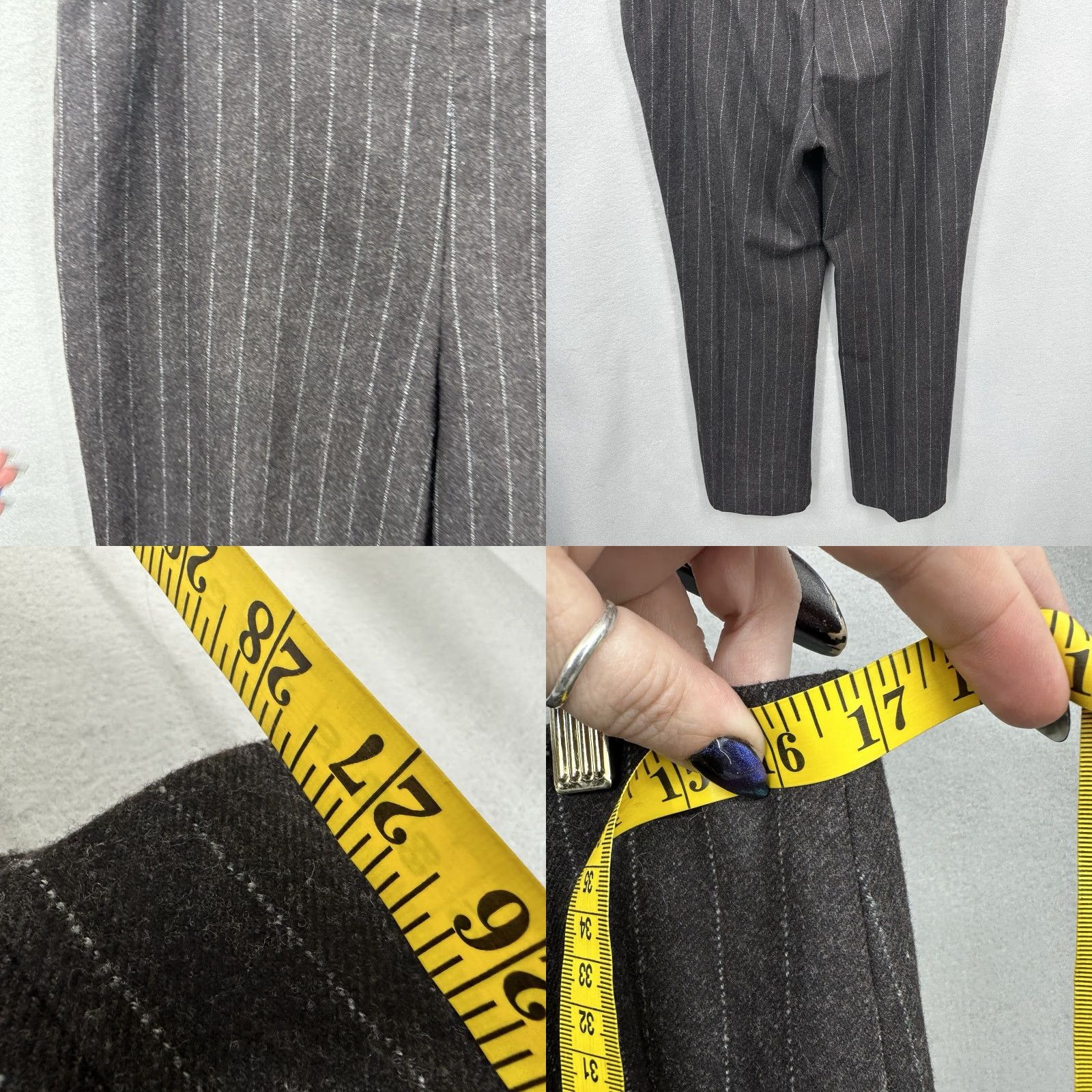 Akris AKRIS Pants Womens 12 Wool Pinstripe Side Zip Quiet Luxury for Bergdorf Goodman Size 34" / US 12 / IT 48 - 8 Thumbnail