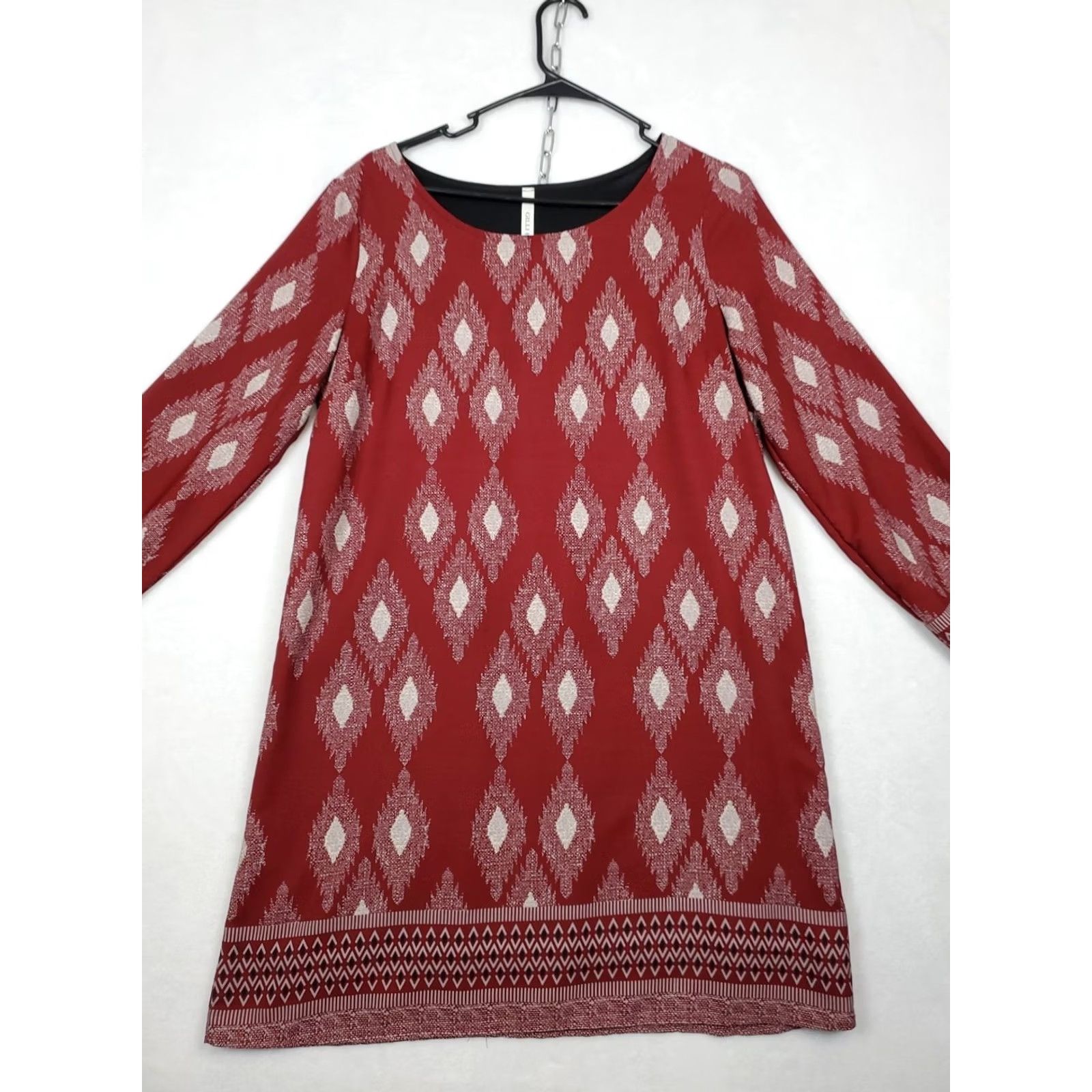 Vintage VINTAGE Gilli Tunic Mini Dress Maroon All Over Southwestern Print Boho Festival M Made USA Size M / US 6-8 / IT 42-44 - 3 Thumbnail