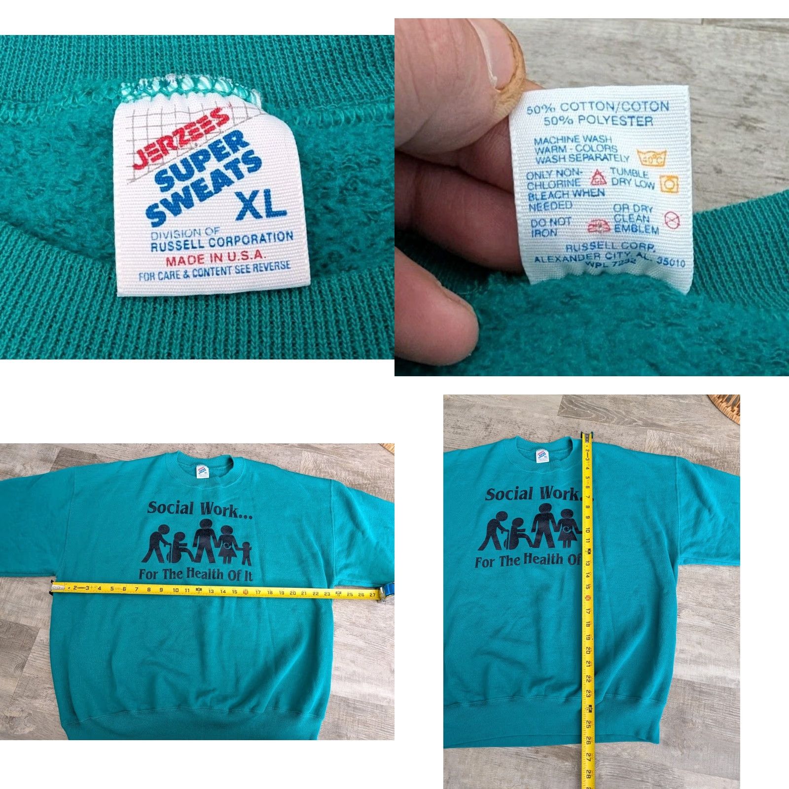 Jerzees Vtg Jerzees Super Sweats Sweatshirt USA Social Work For The Health Of It XL Size XL / US 12-14 / IT 48-50 - 8 Thumbnail