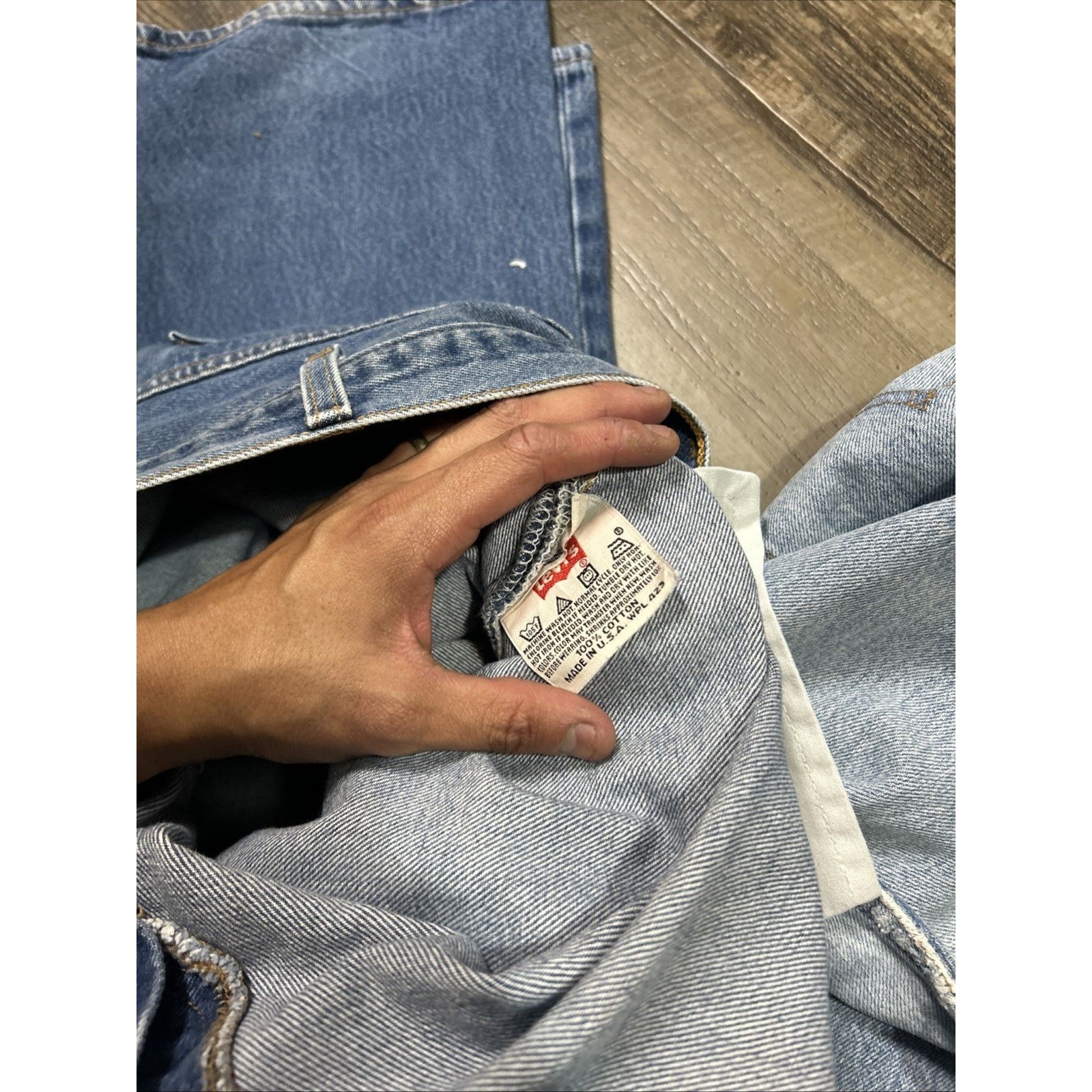Levi's Lot 2 Levis 501 Cotton Jeans 46x38 USA Made 90s Button Fly Size US 44 / EU 60 - 7 Thumbnail