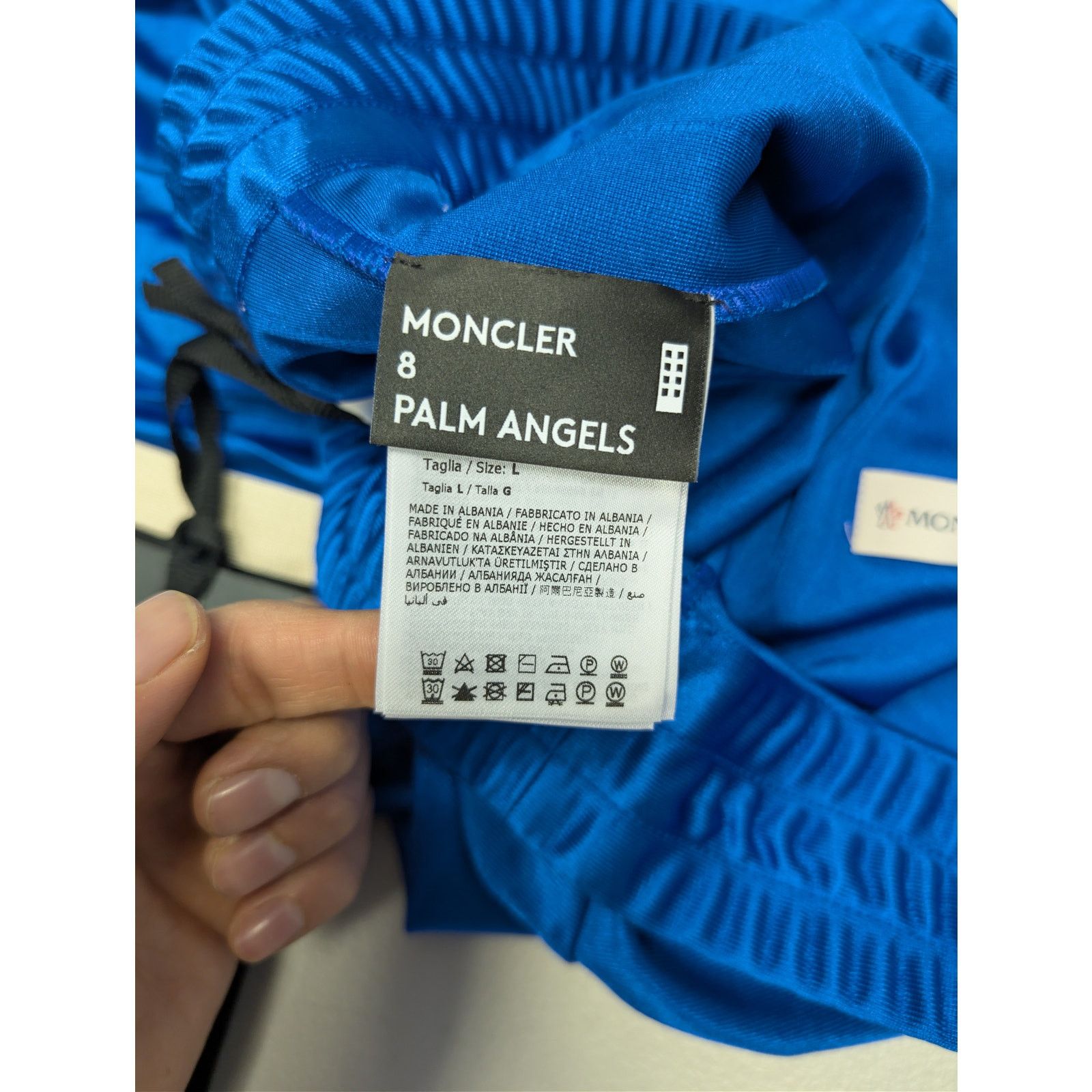 Moncler × Palm Angels o1rshd1 Q:2 / Shiny Track Pants in Blue Size US 34 / EU 50 - 17 Thumbnail
