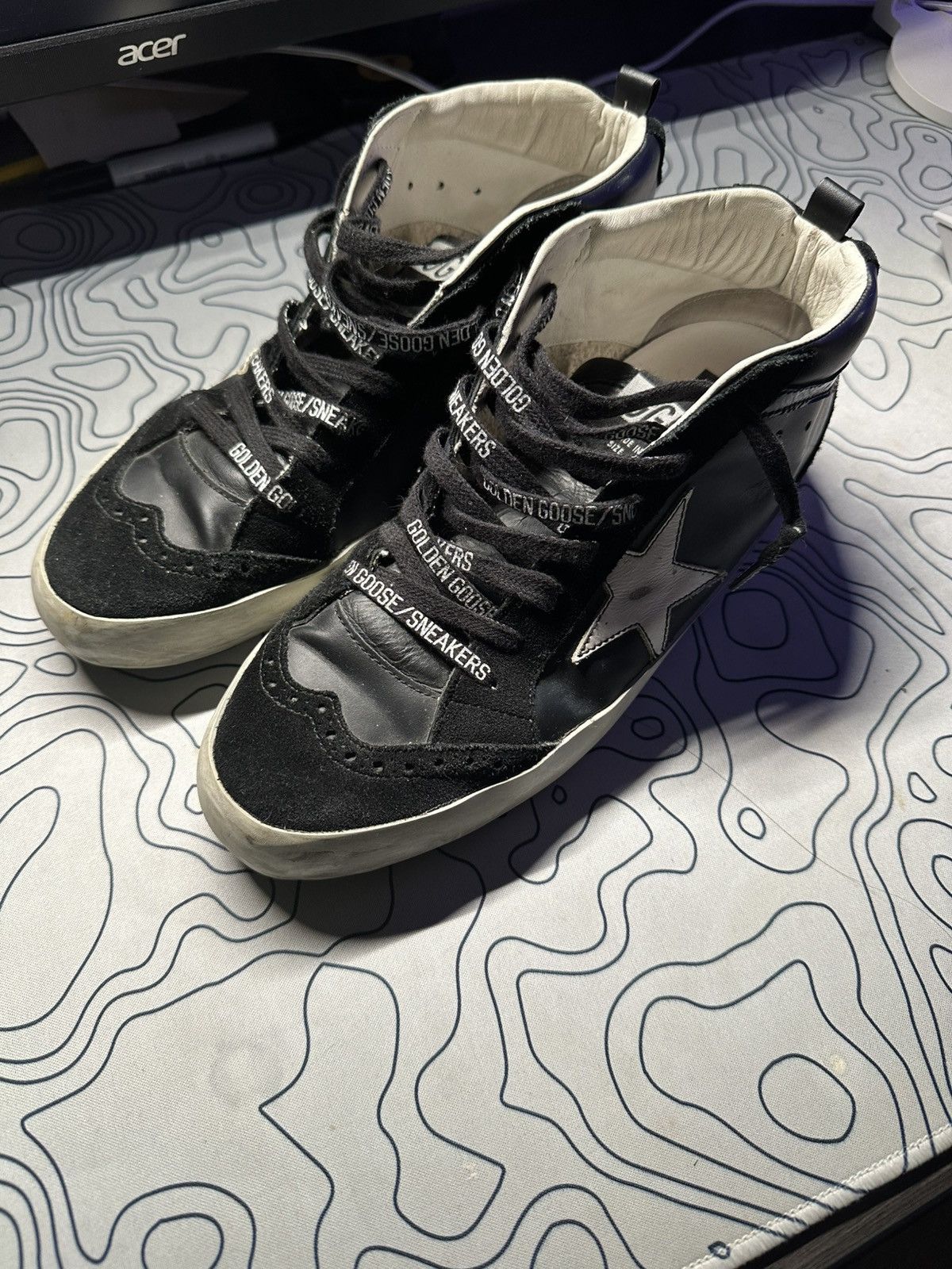 Golden Goose Midstars Black Leather Star
