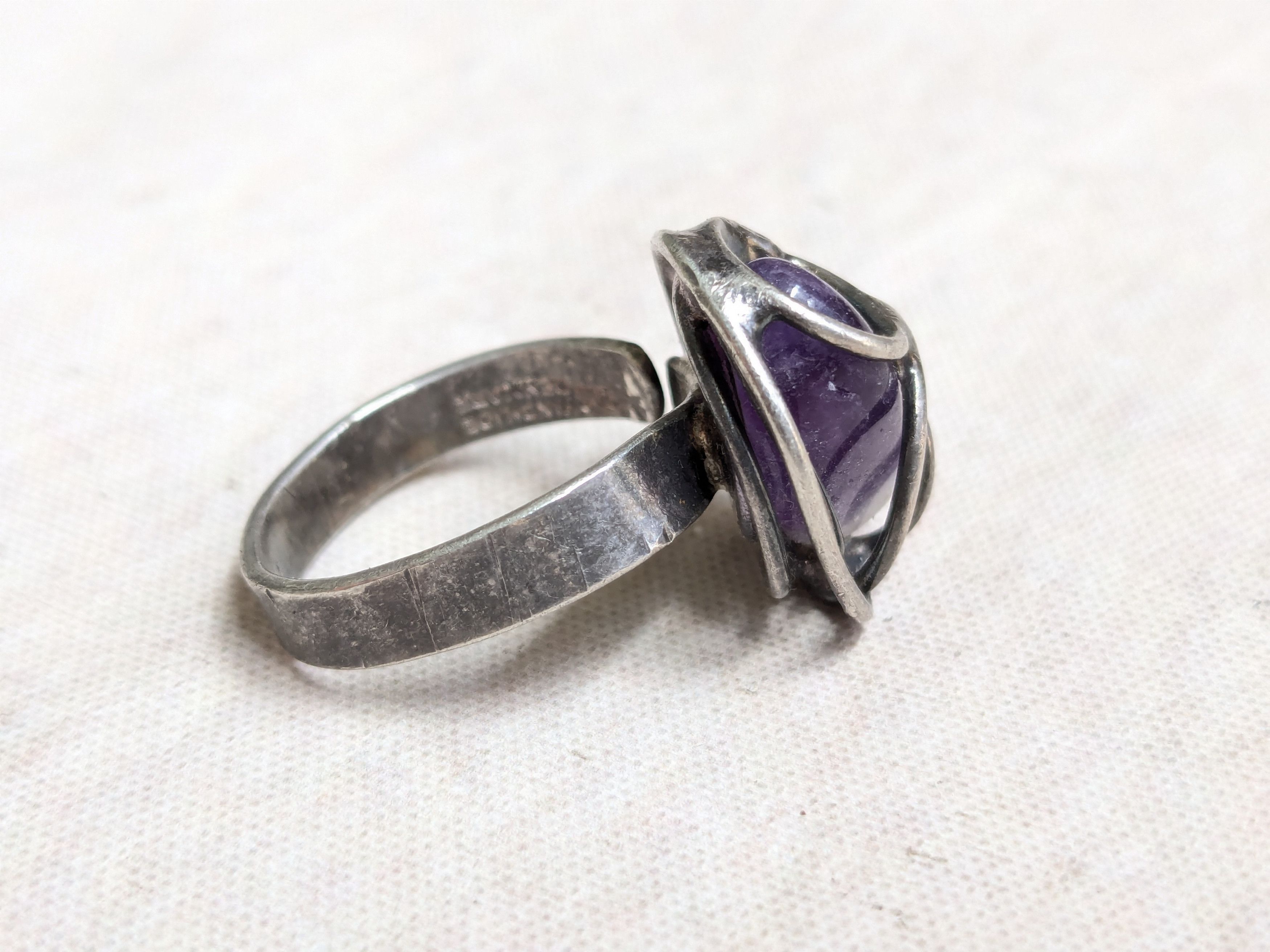 Jewelry × Vintage Vintage Sterling Silver Amethyst Ring Purple Denmark Size ONE SIZE - 7 Thumbnail