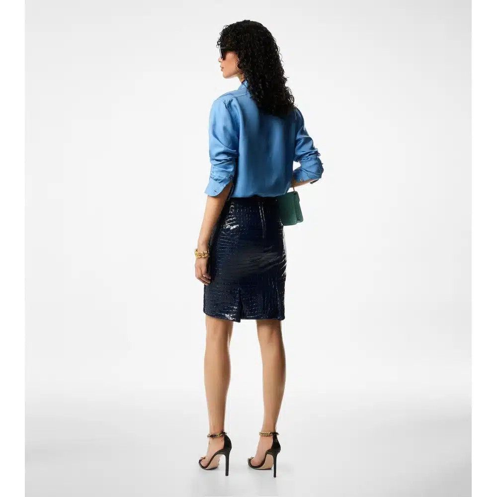 Tom Ford o1w1db10525 GCL871 Goat Leather Skirt in Blue Size 26" / US 2 / IT 38 - 5 Thumbnail