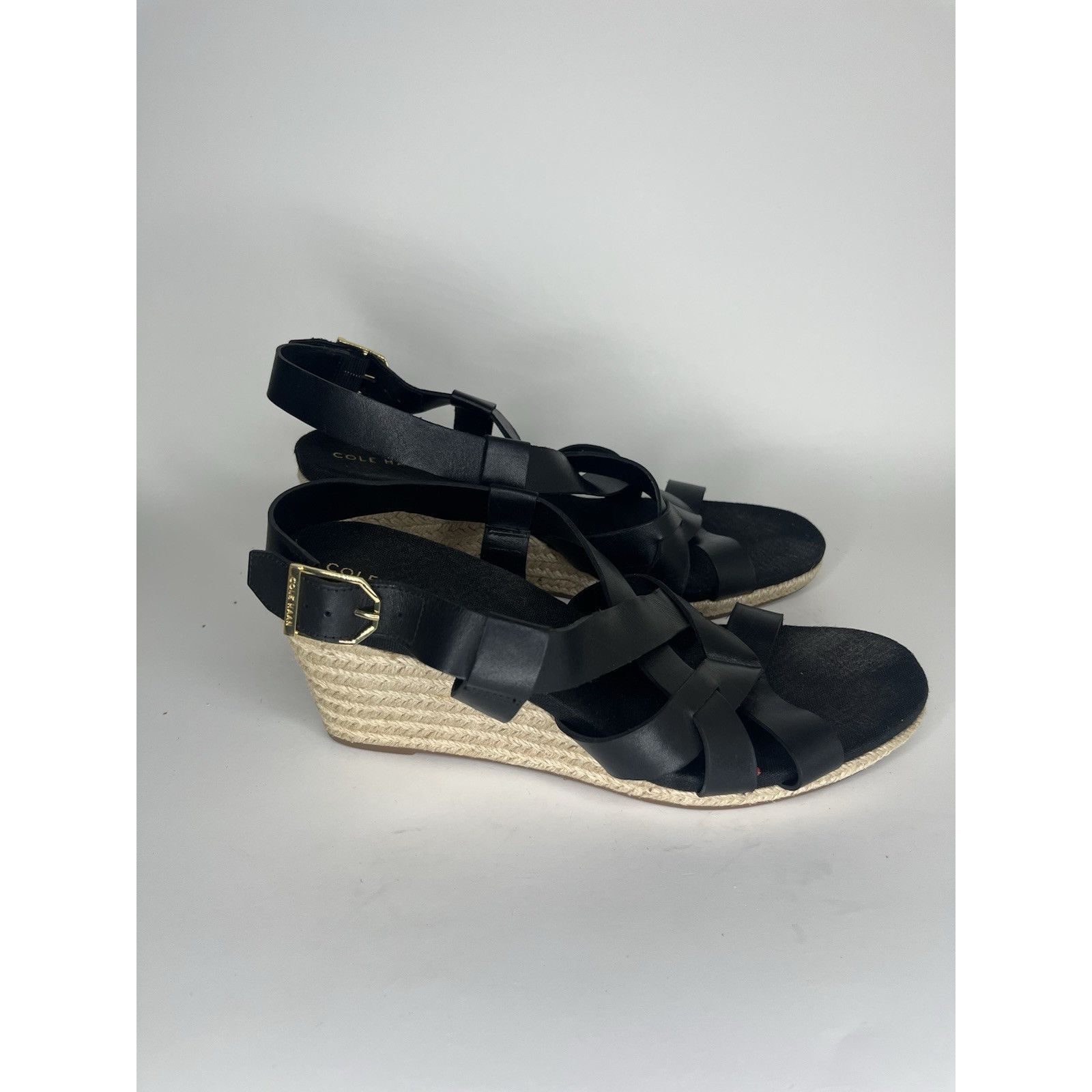 Cole Haan Cole Haan Black Leather Espadrille Wedge Strappy Sandals Wom Size US 9 / IT 39 - 1 Thumbnail