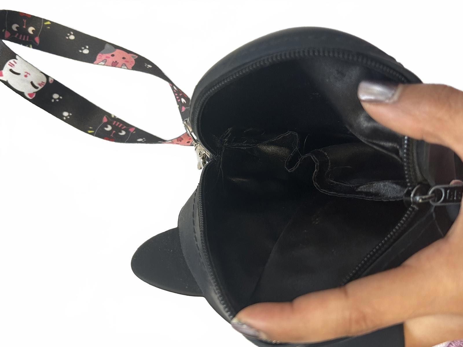 Designer Cute Black Cat Crossbody Bag with Bow - Perfect 4 Cat Lovers Size ONE SIZE - 4 Thumbnail