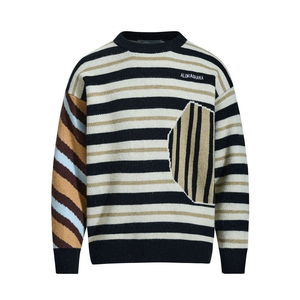 Vintage Hip-hop irregular men's casual knitted crew neck sweater Size US M / EU 48-50 / 2 - 1 Thumbnail