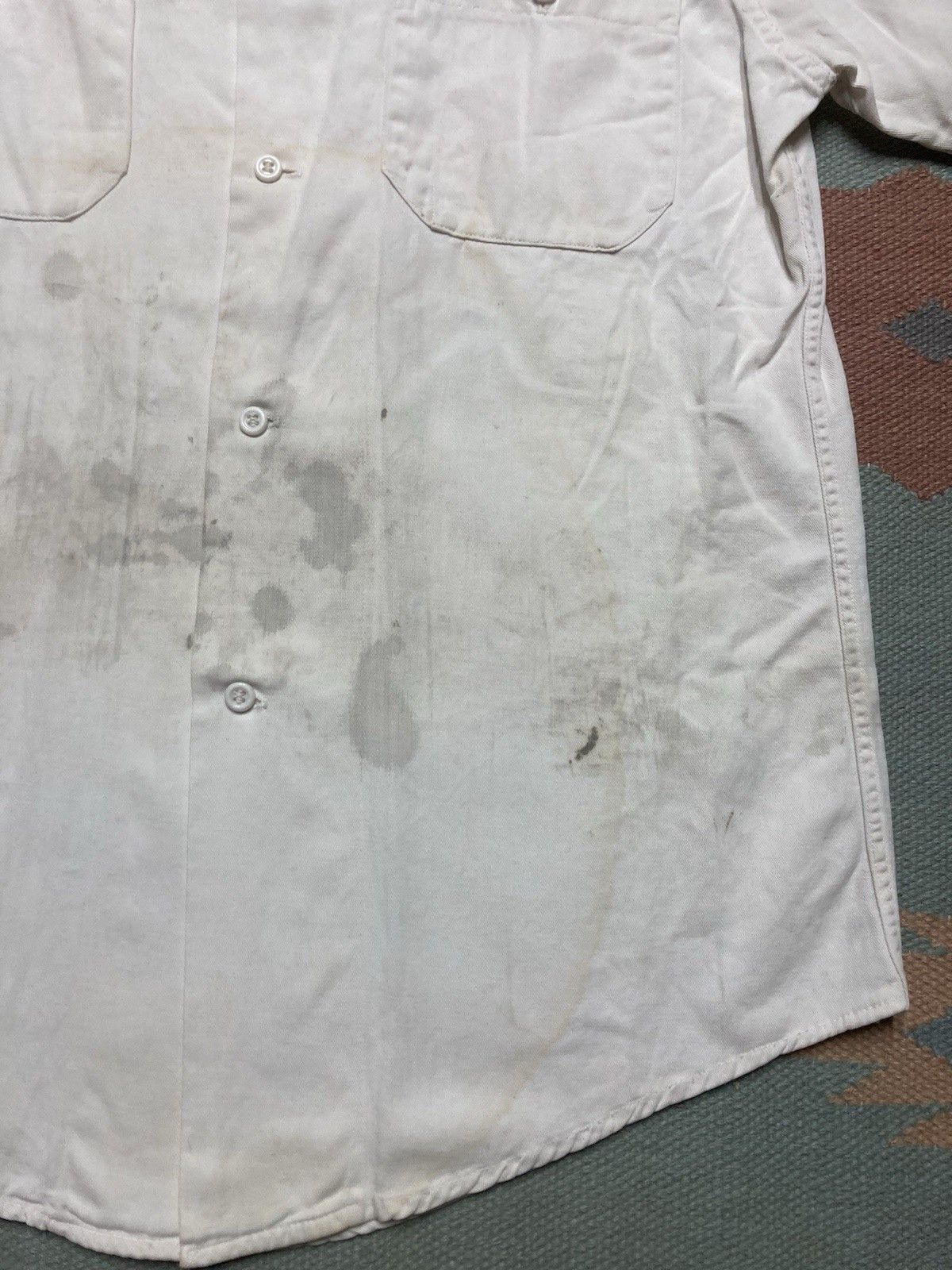 Vintage 1950s 60s work shirt Volkswagen patch white twill medium Size US M / EU 48-50 / 2 - 2 Thumbnail
