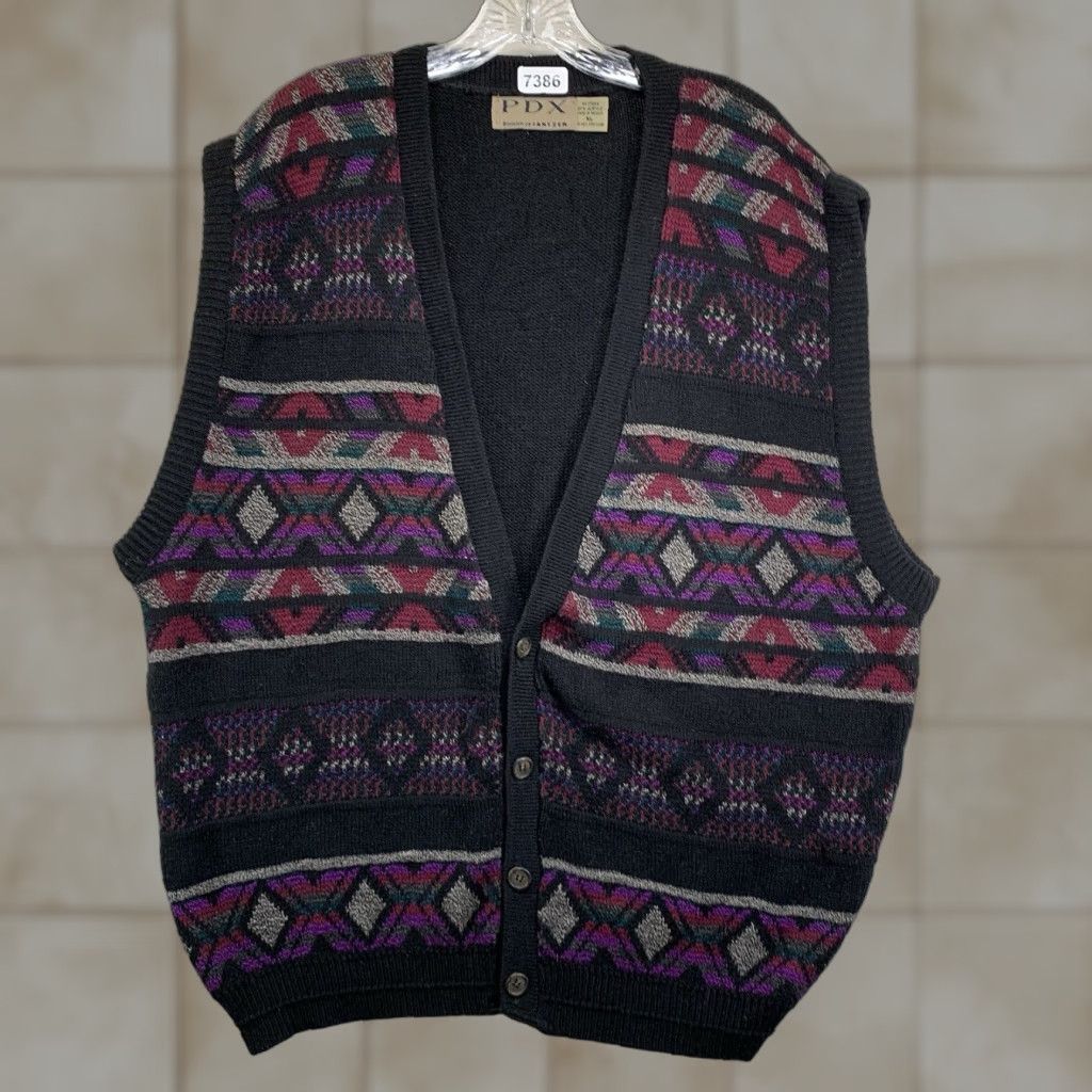 Jantzen VINTAGE Jantzen Sweater Vest Men XL Argyle Diamond Knit Sleeveless V-Neck 90s Preppy Black Acrylic Size US XL / EU 56 / 4 - 1 Thumbnail