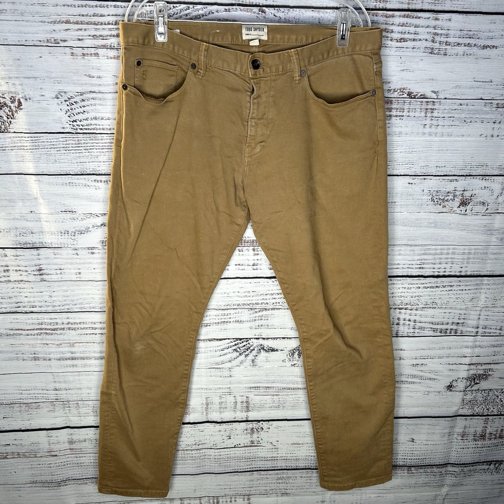 Todd Snyder Todd Snyder Jeans Men Slim 5 Pocket Straight Leg Cotton Blend Brown Khaki 34x30 34x32 Inseam 30.5 Stretch USA City Preppy Button Zip Size US 34 / EU 50 - 2 Thumbnail
