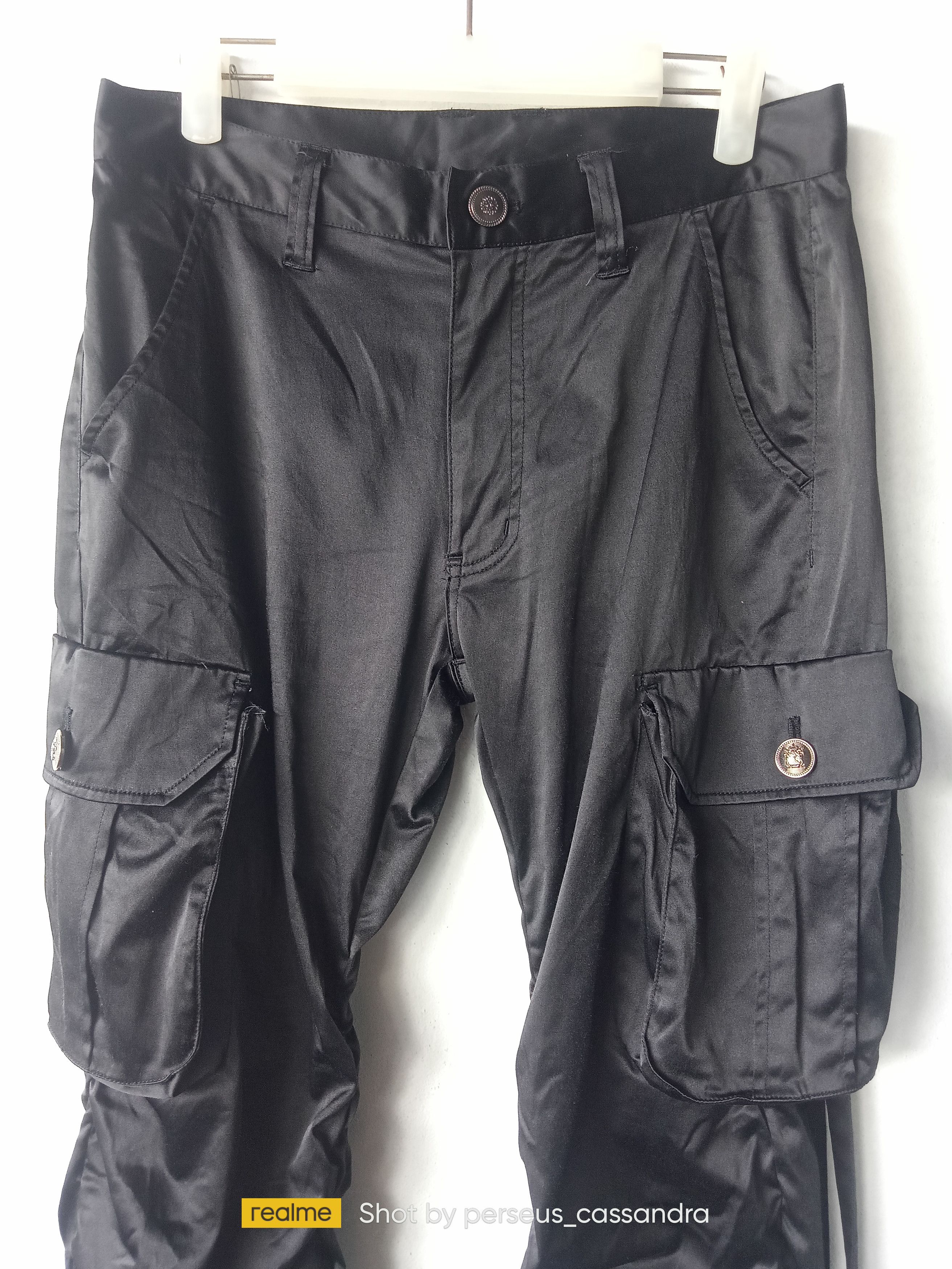 Japanese Brand Saucy Cool Stacked Black Stretch Cargo Pants Size US 30 / EU 46 - 2 Thumbnail