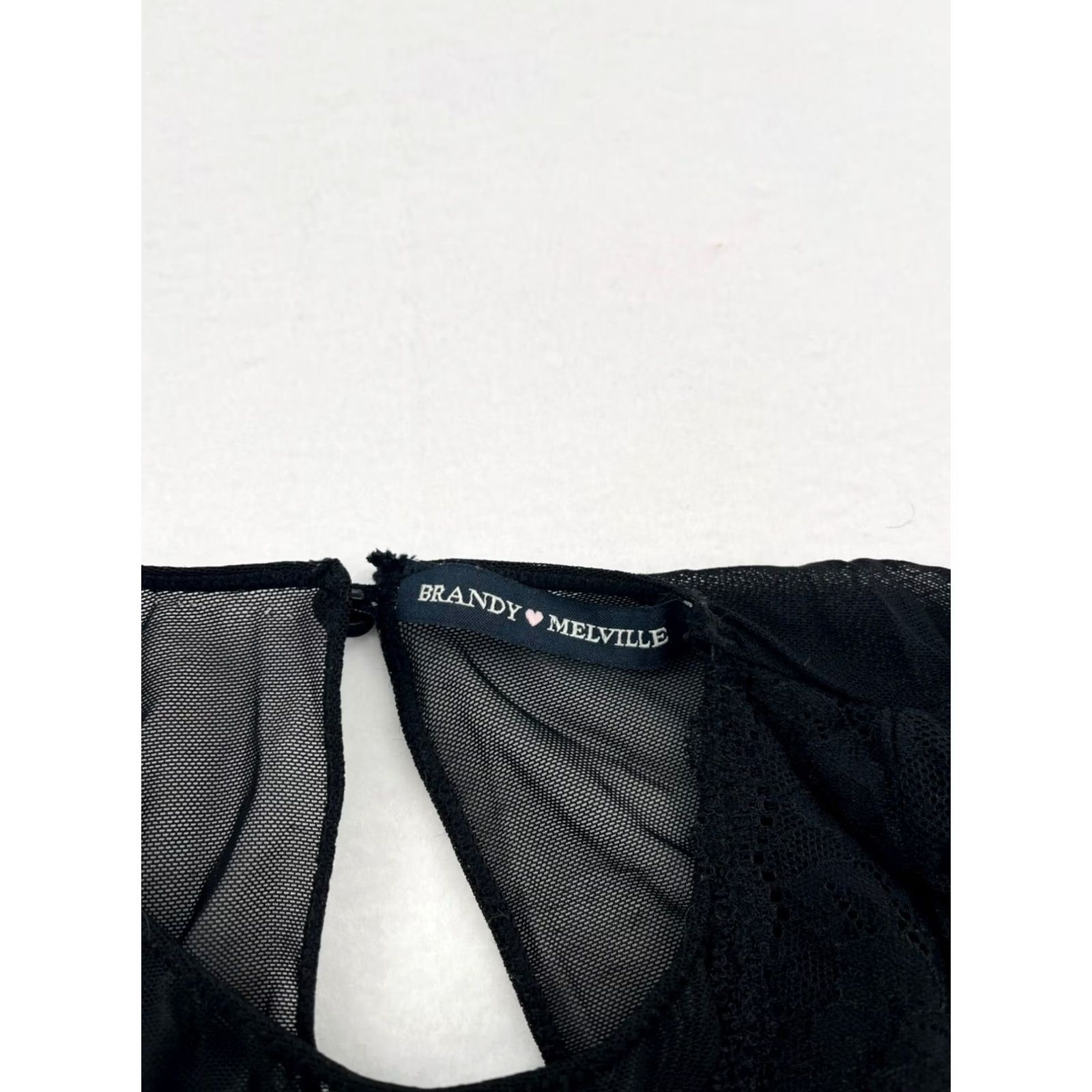 Brandy Melville Brandy Melville Bodysuit Women S Black Lace Sheer Keyhole Back #6135 Size S / US 4 / IT 40 - 6 Thumbnail