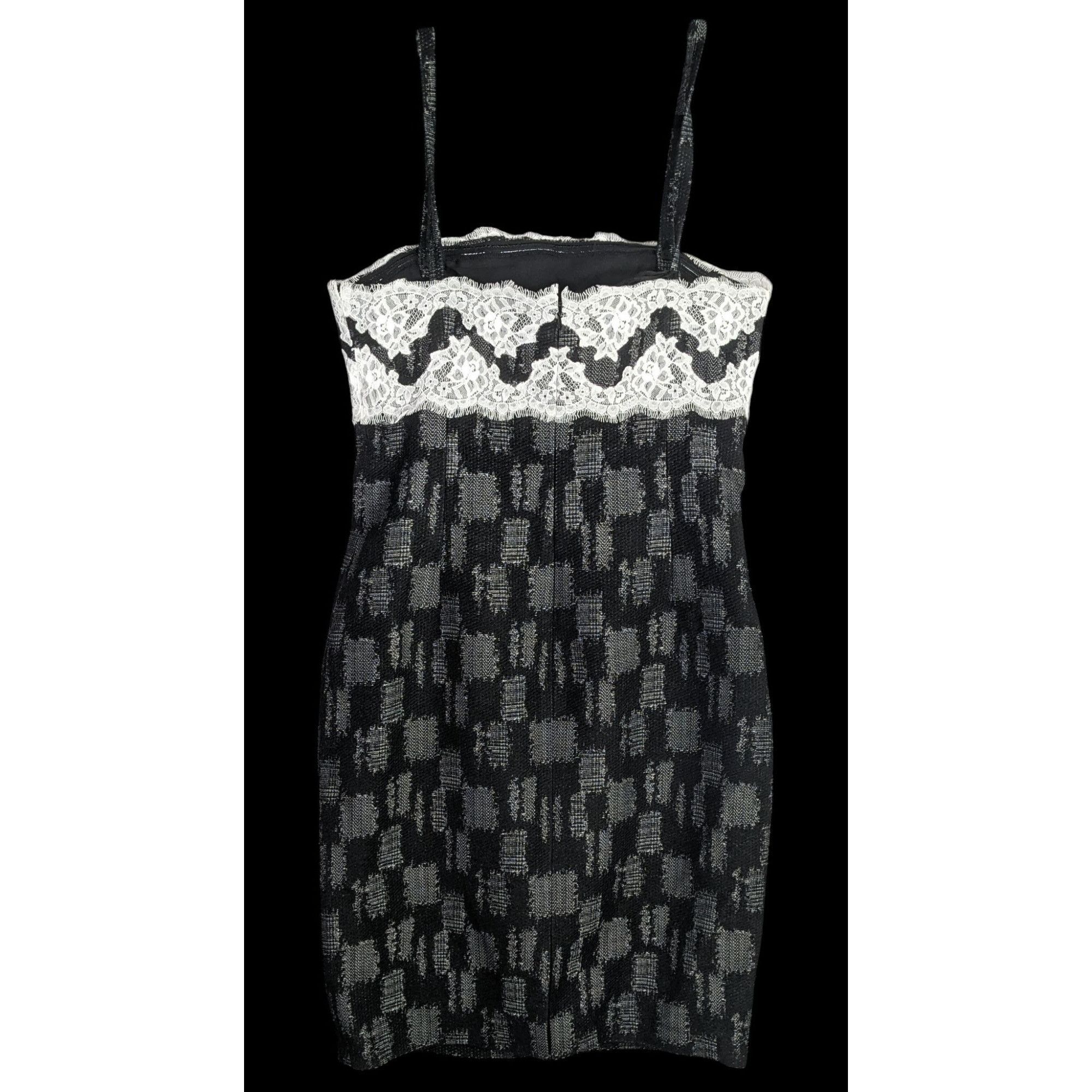 Other W By Worth Corporate Goth Black White Tweed Lace Trim Bustie Size M / US 6-8 / IT 42-44 - 4 Thumbnail