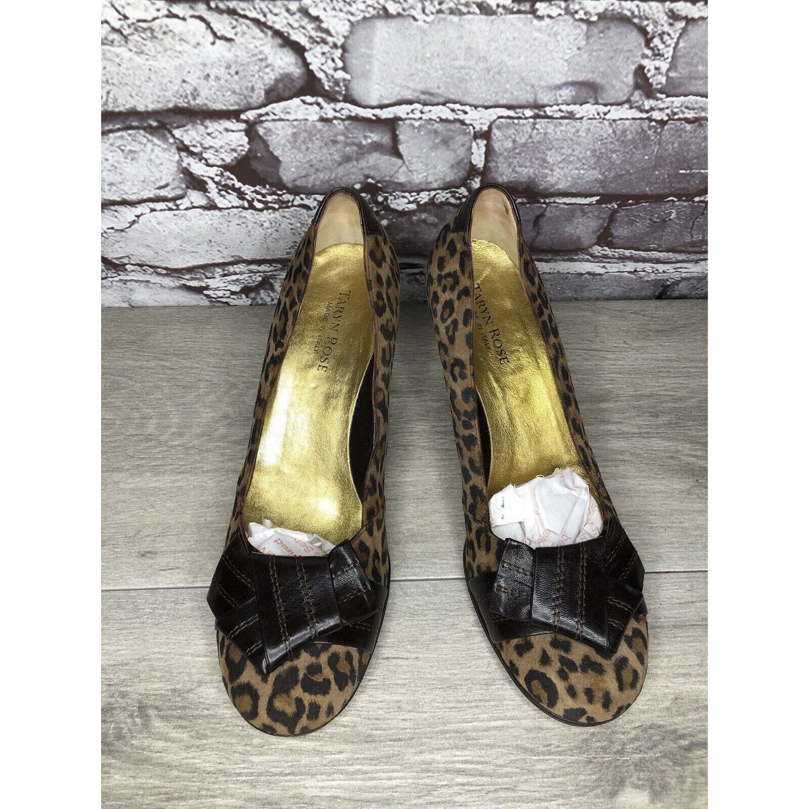 Other Taryn Rose Leopard Print Brown Bow Peep Toe Heels Shoes Wome Size US 9 / IT 39 - 8 Thumbnail