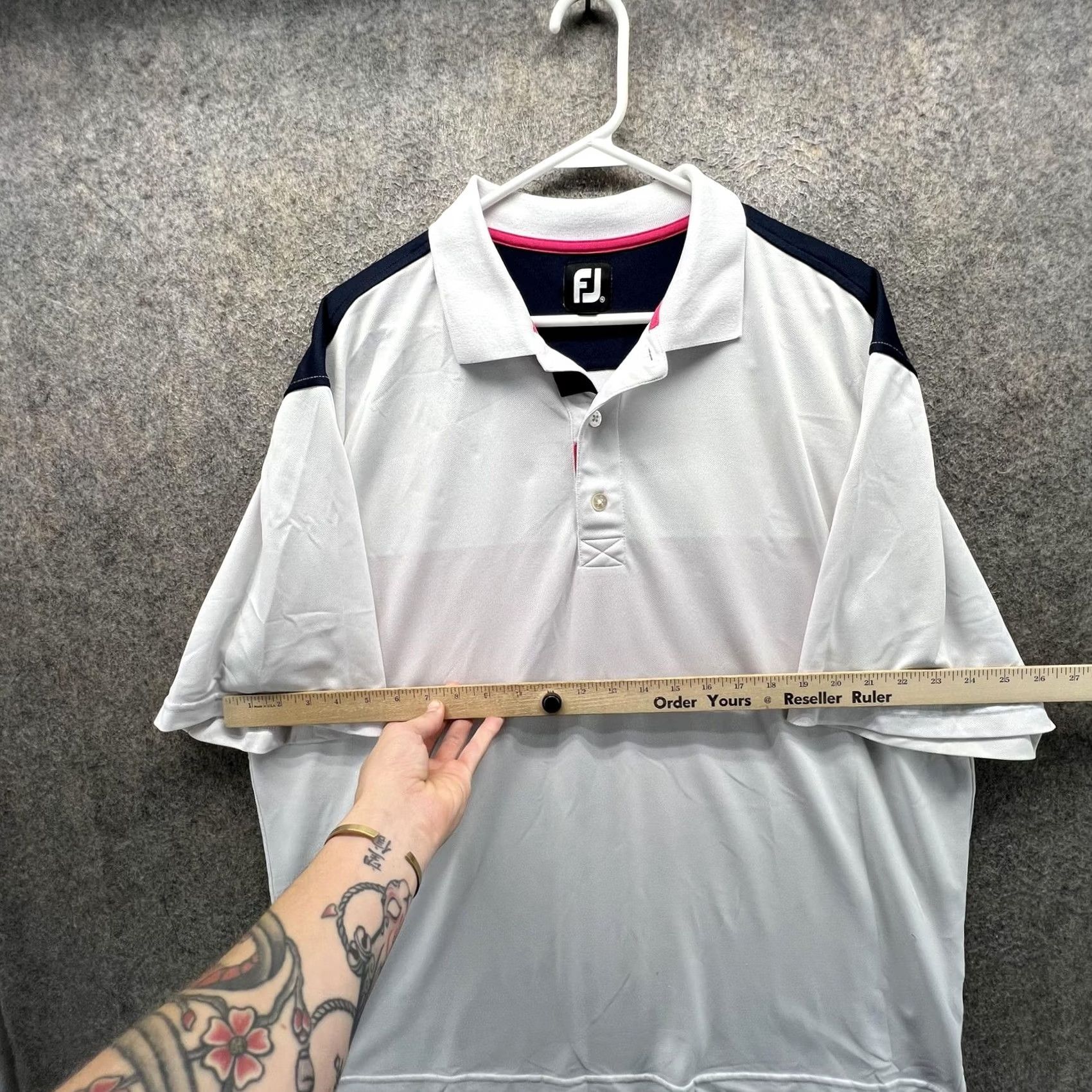 Footjoy FootJoy Polo Shirt Mens XL White Colorblock Golf Performance Short Sleeve Size US XL / EU 56 / 4 - 5 Thumbnail