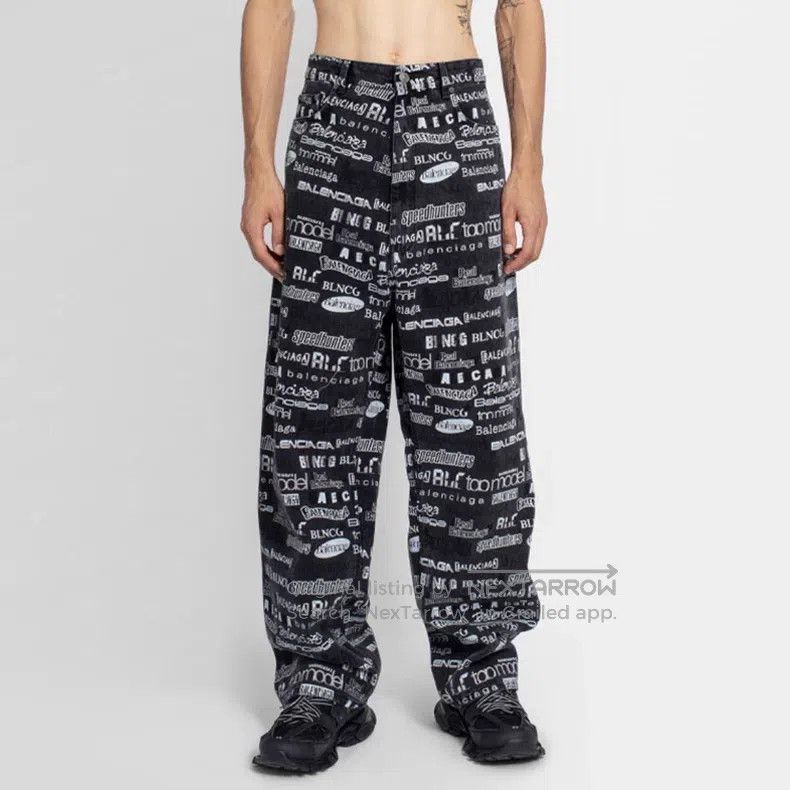 Balenciaga Balenciaga size M Logo Printed Casual Denim Pants Size US 27 - 1 Thumbnail
