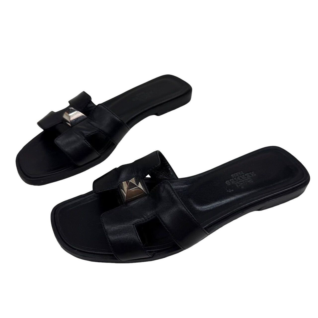 Hermes Hermès Black Leather Stud Sandals Size 35.5 Size US 5.5 / IT 35.5 - 1 Thumbnail