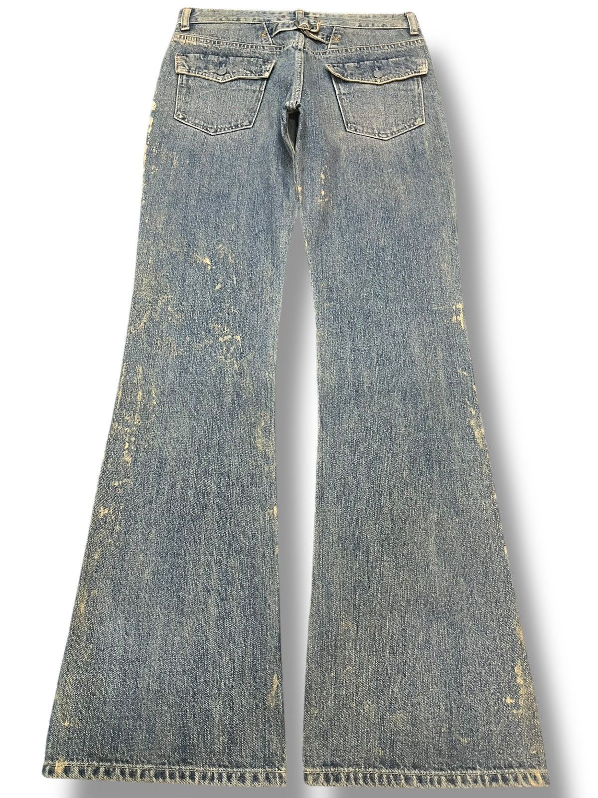 Japanese Brand Vintage Sweet Camel Flare Bootcut Mudwash Buckle Belt Denim Size US 29 - 5 Thumbnail