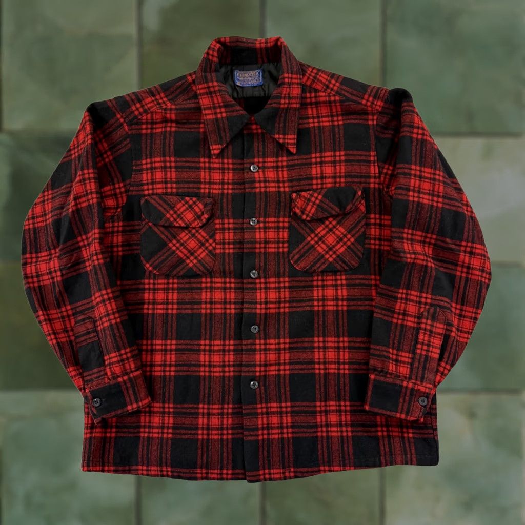 Pendleton VINTAGE Pendleton Shirt Womens Large Red Plaid 90s Wool Loop Collar Button Up Size L / US 10 / IT 46 - 1 Thumbnail